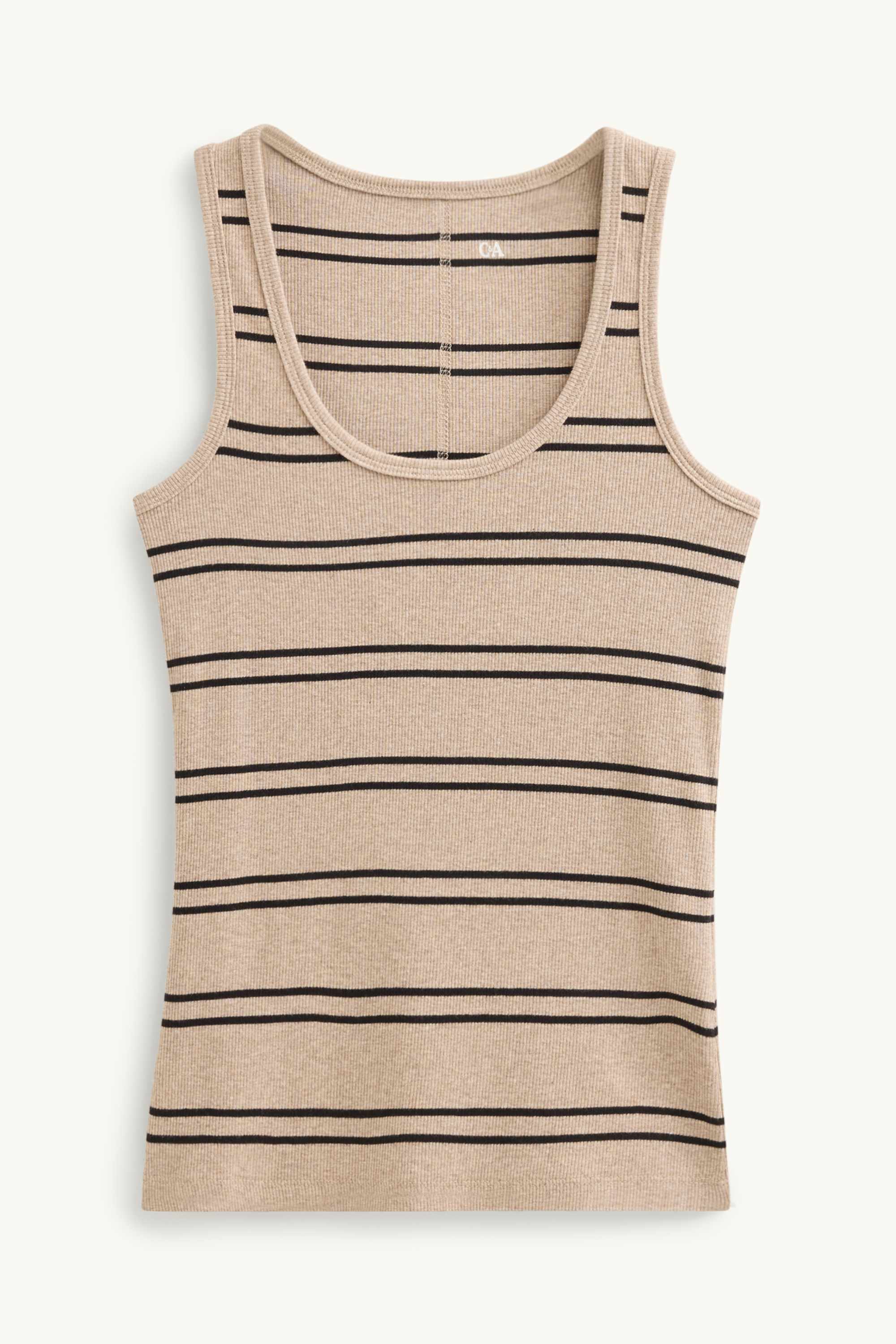 Top - ribbed - striped light brown