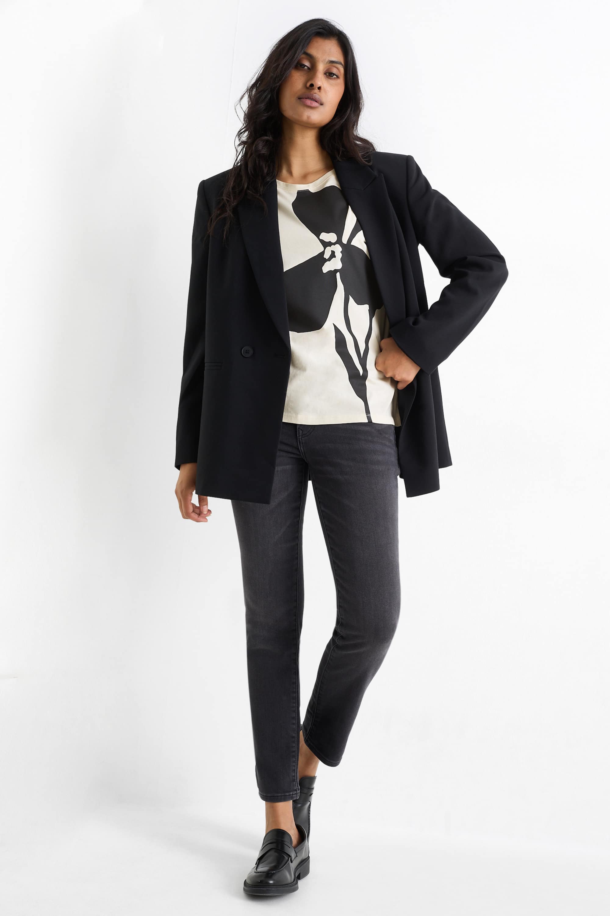 T-shirt - regular fit - floral black / white (3)