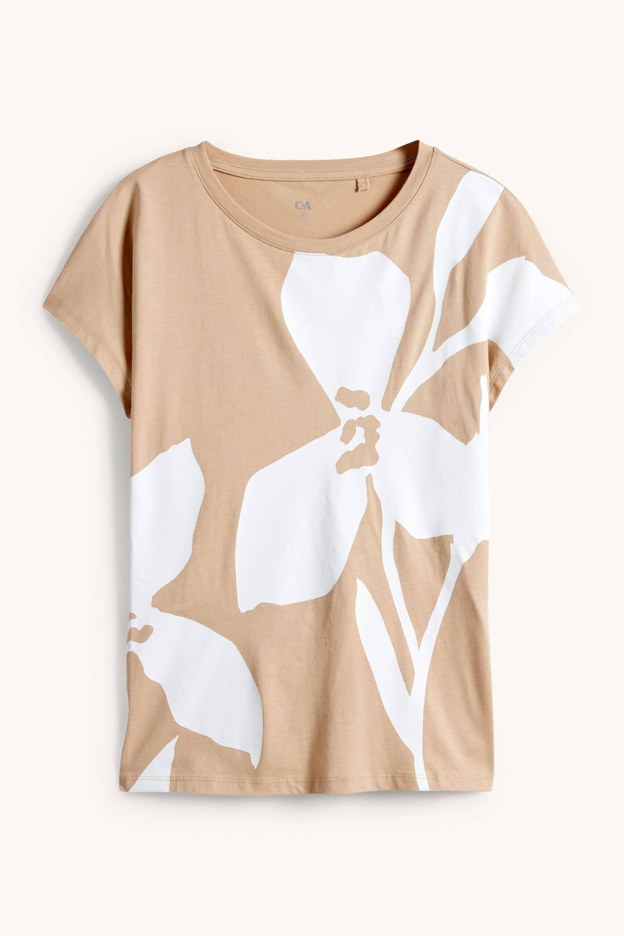 T-shirt - regular fit - floral white / beige