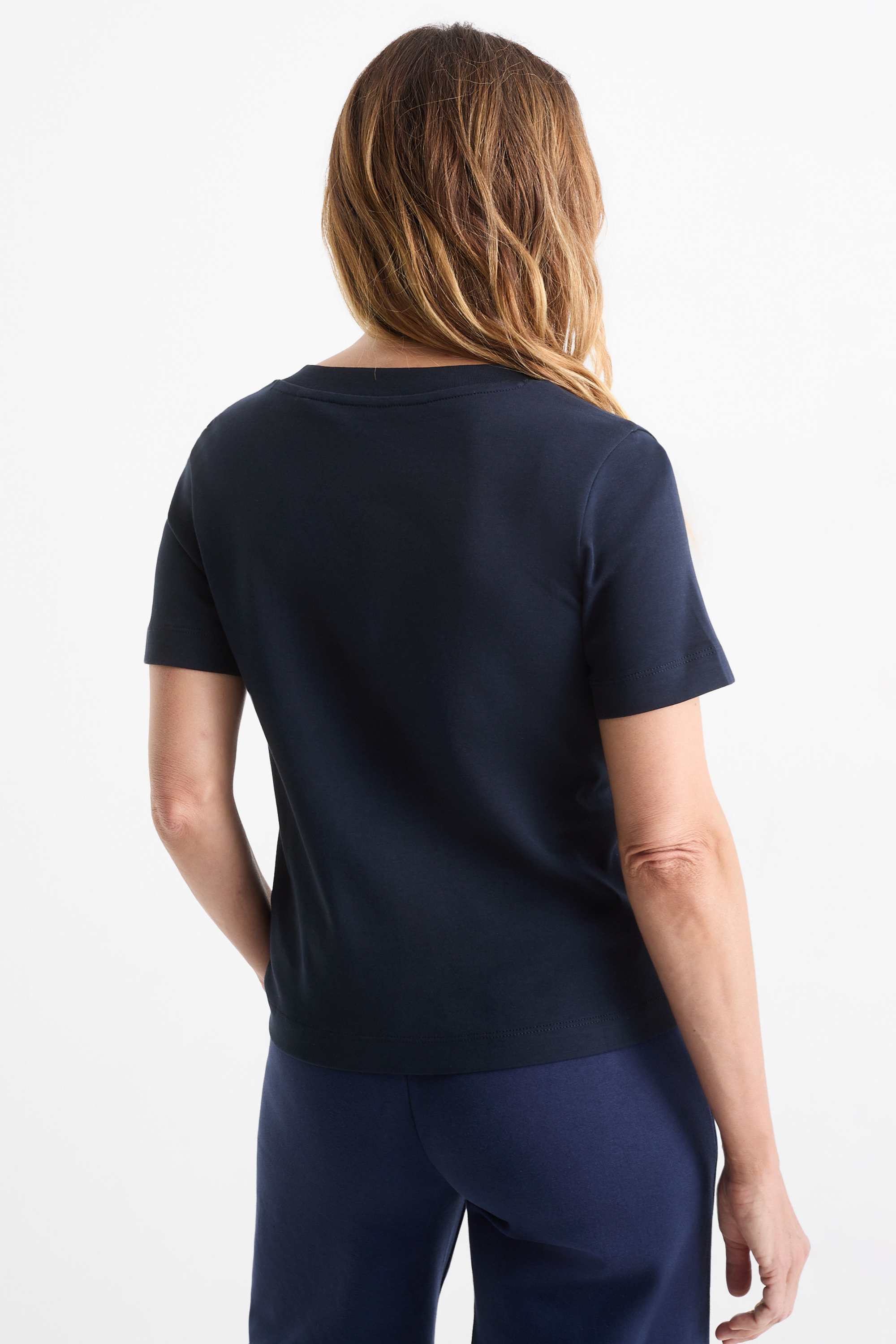 V-neck T-shirt - slim fit dark blue