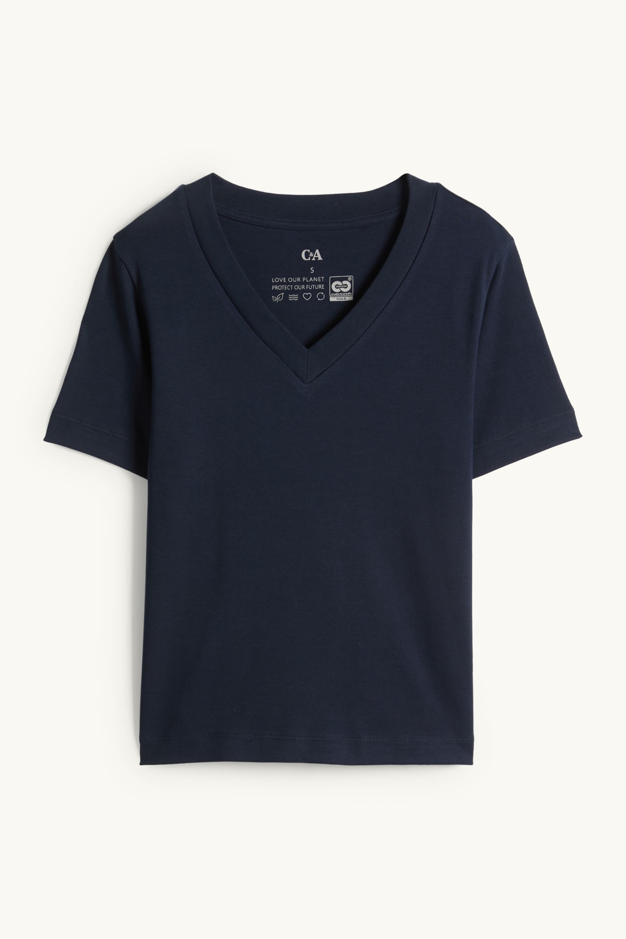 V-neck T-shirt - slim fit dark blue