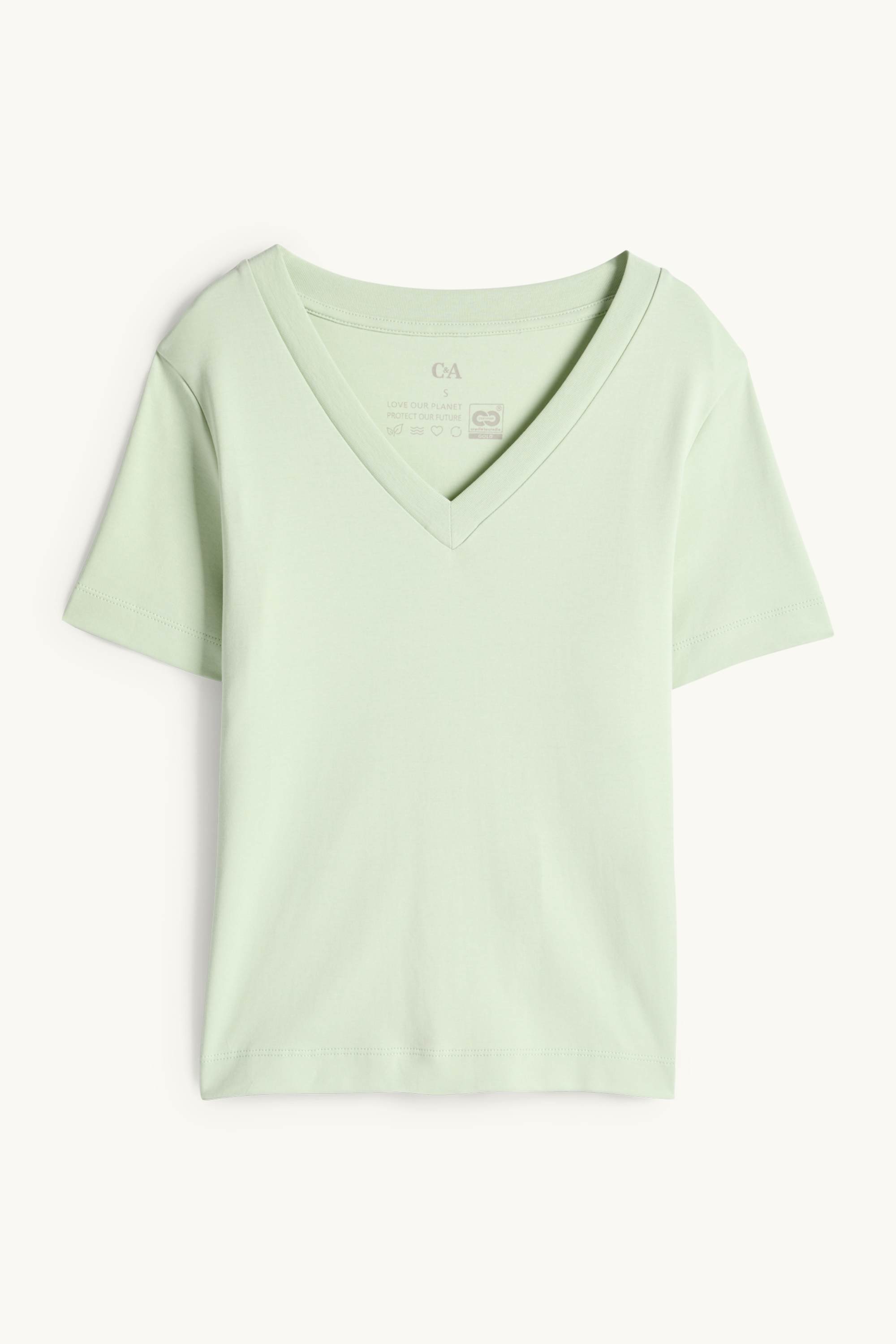 V-neck T-shirt - slim fit mint green