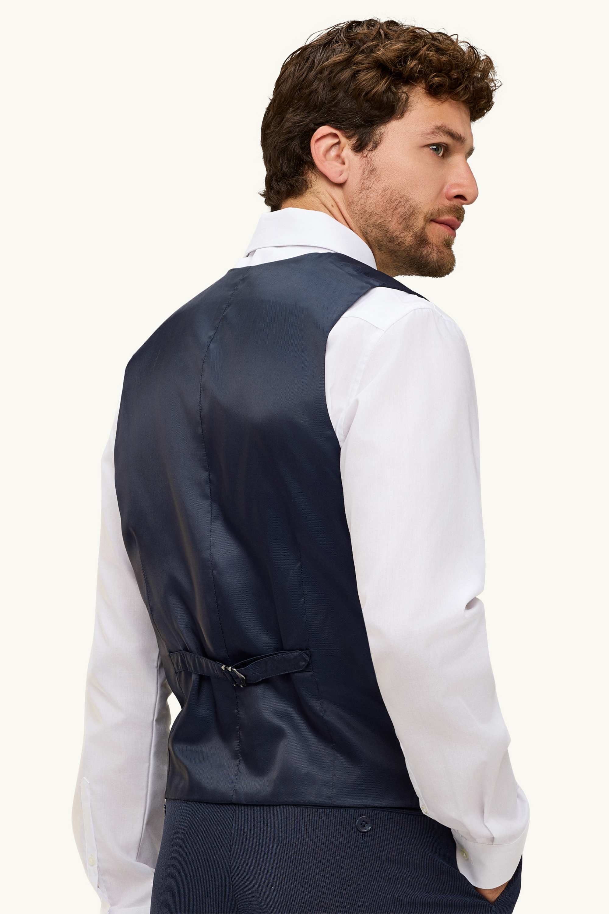Waistcoat - regular fit - Flex - wool blend dark blue