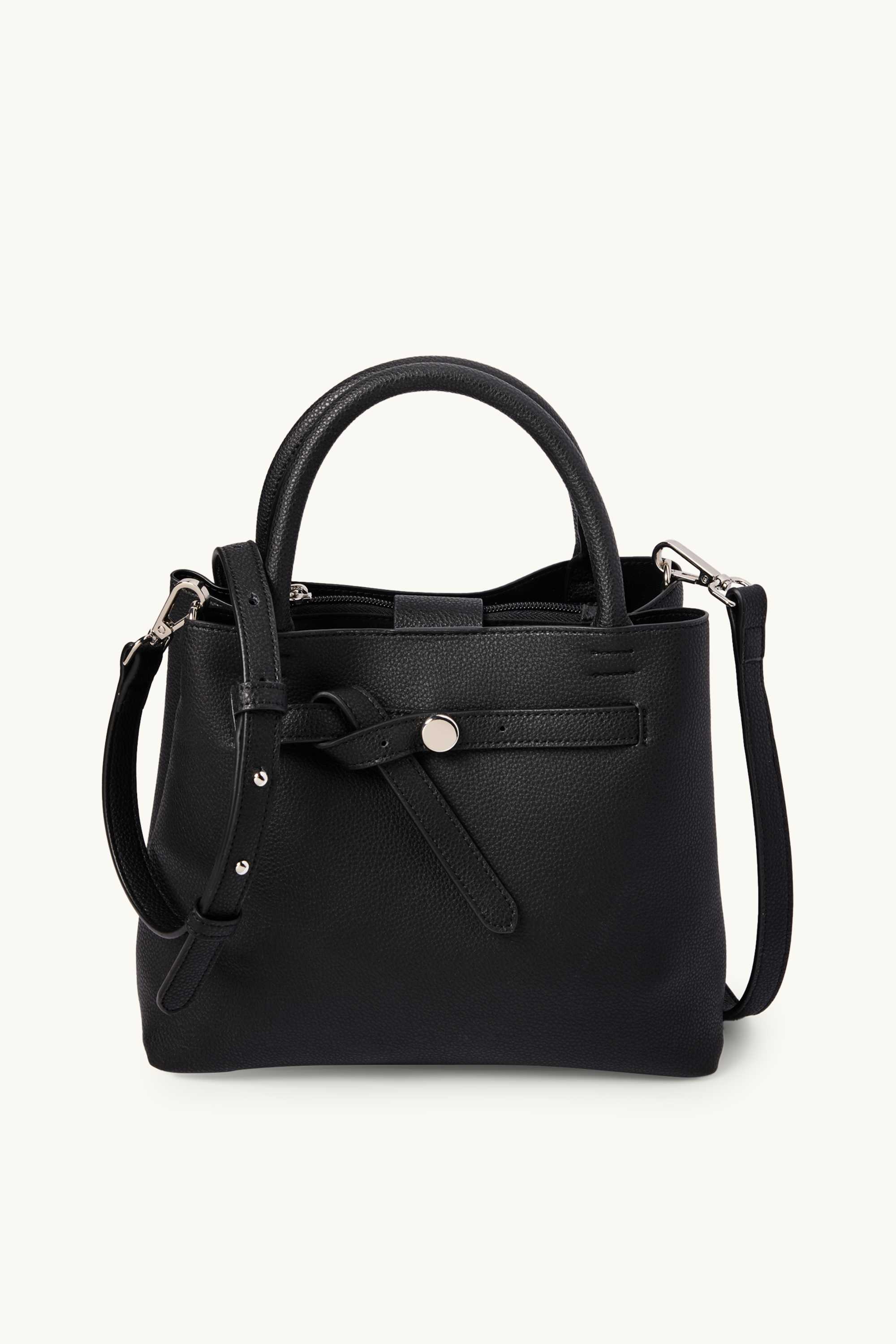 Small shopper with detachable bag strap - faux leather black