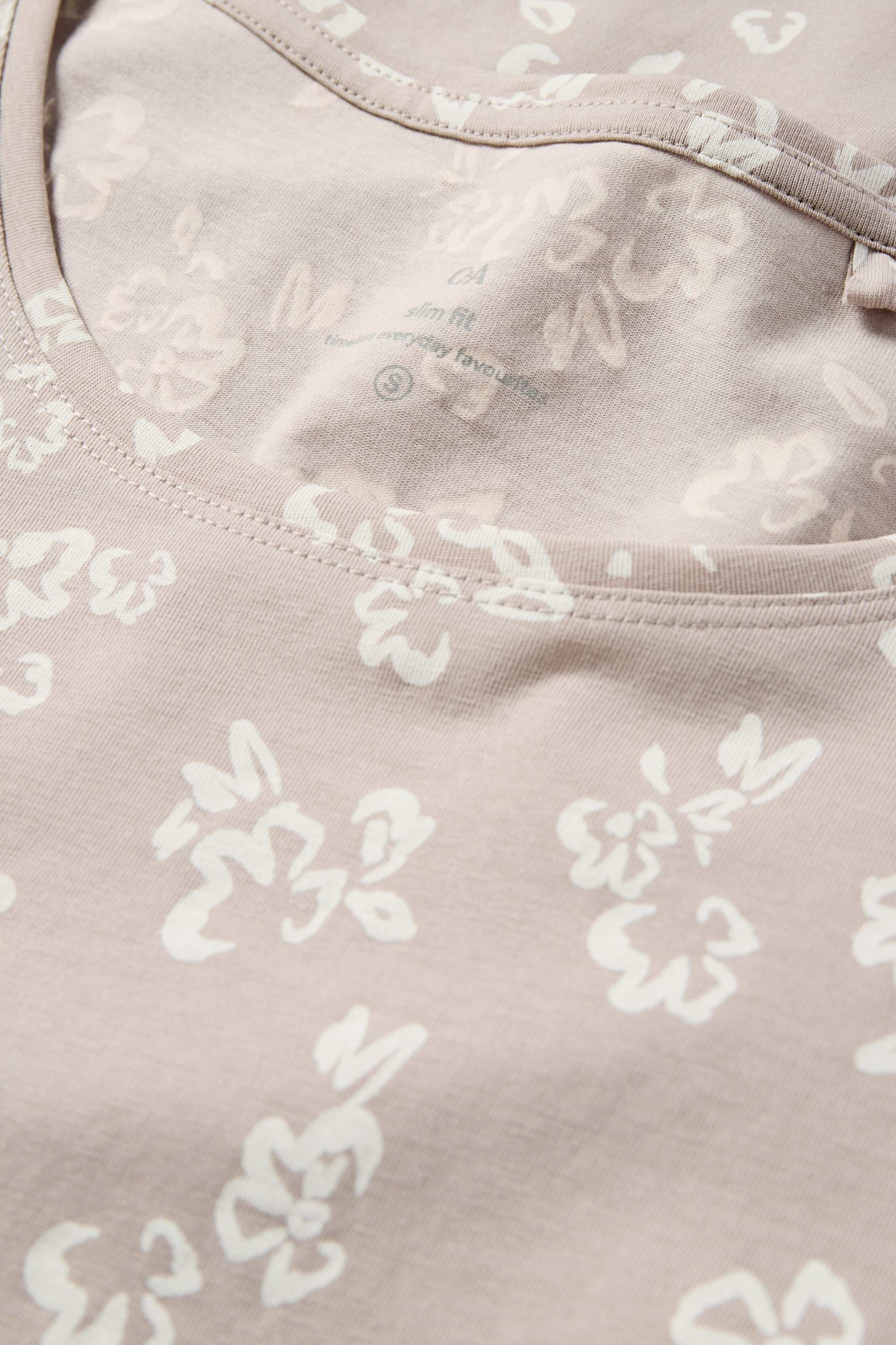 T-shirt - slim fit - floral beige