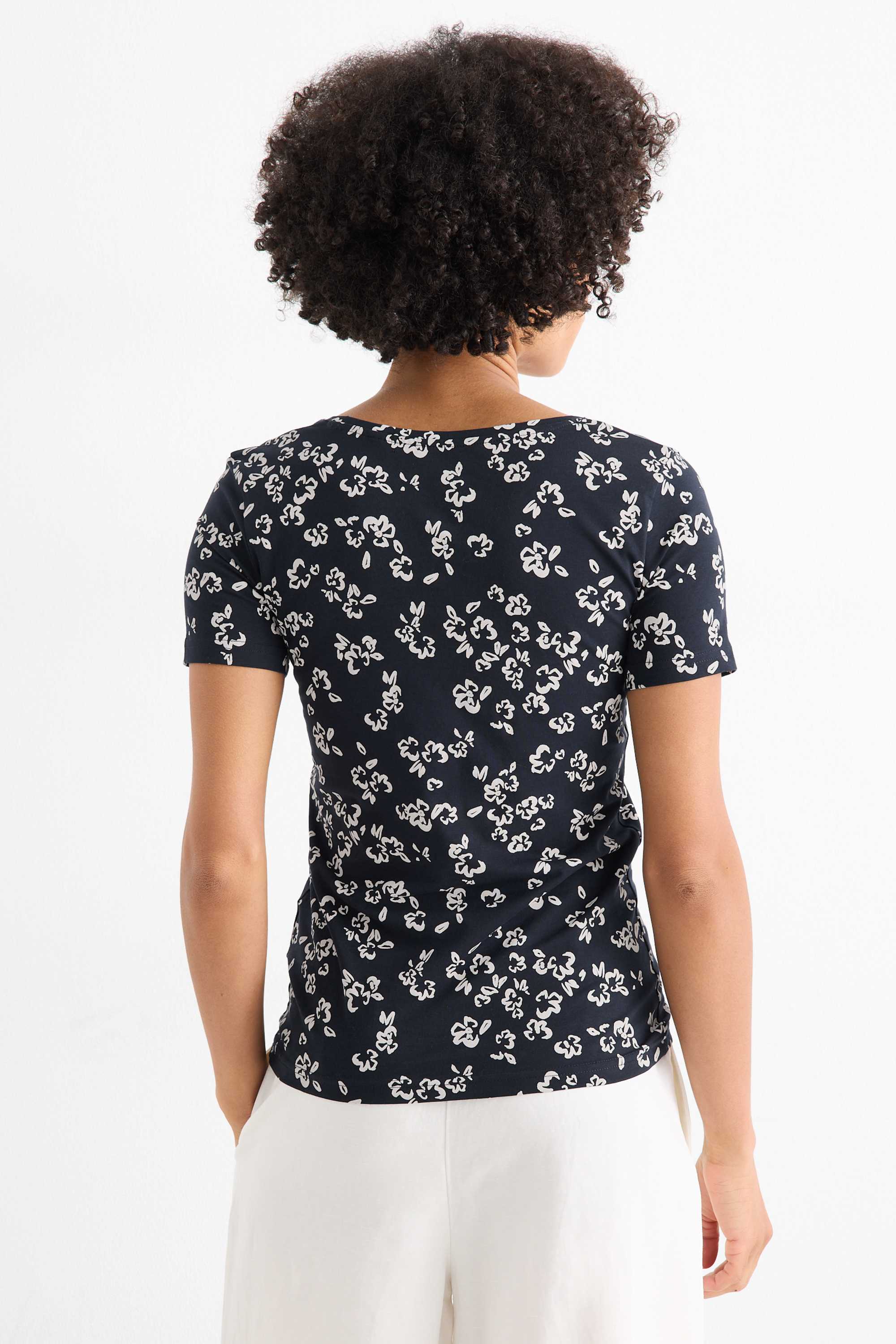 V-neck T-shirt - slim fit - floral dark blue