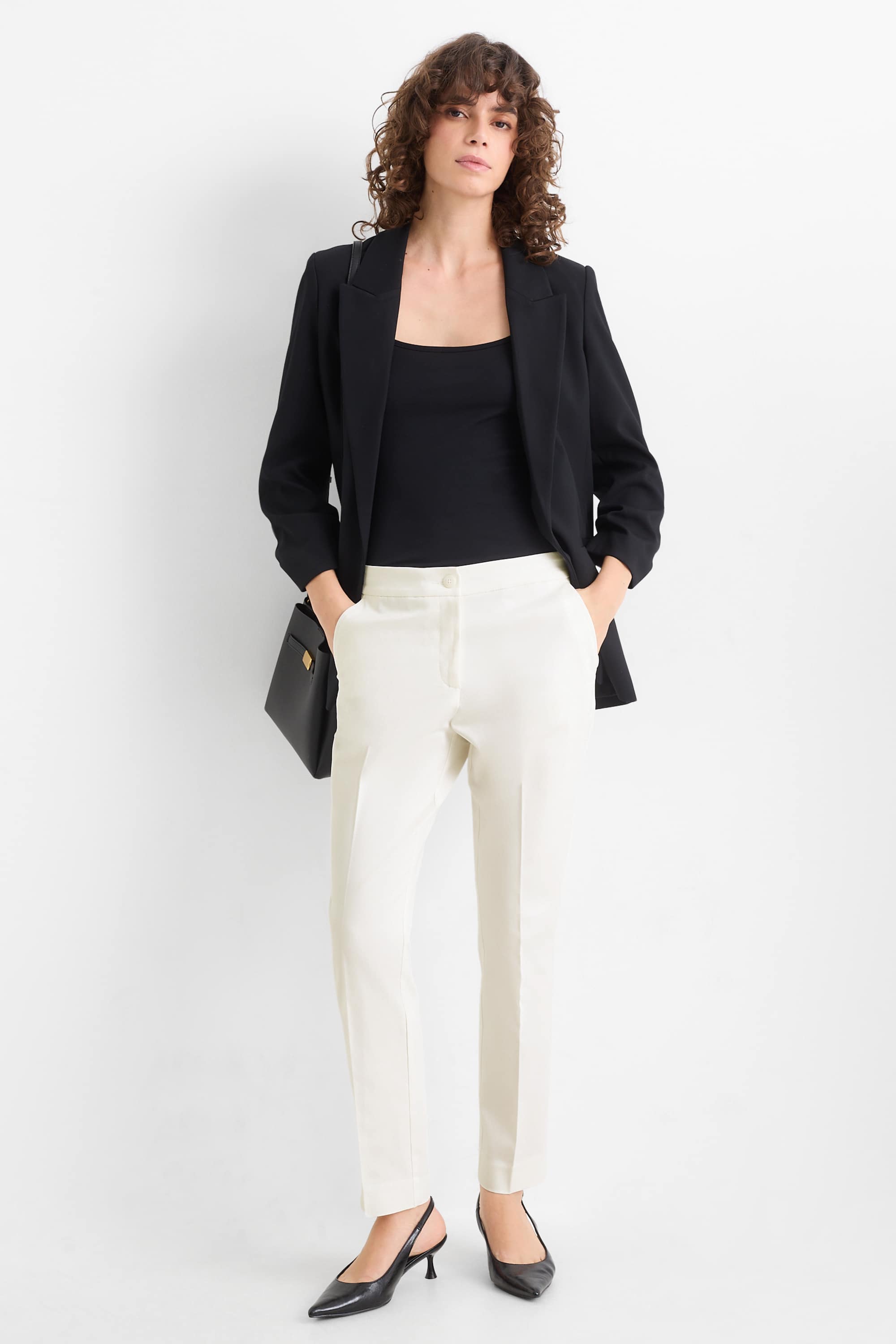 Cloth trousers - mid-rise waist - slim fit white