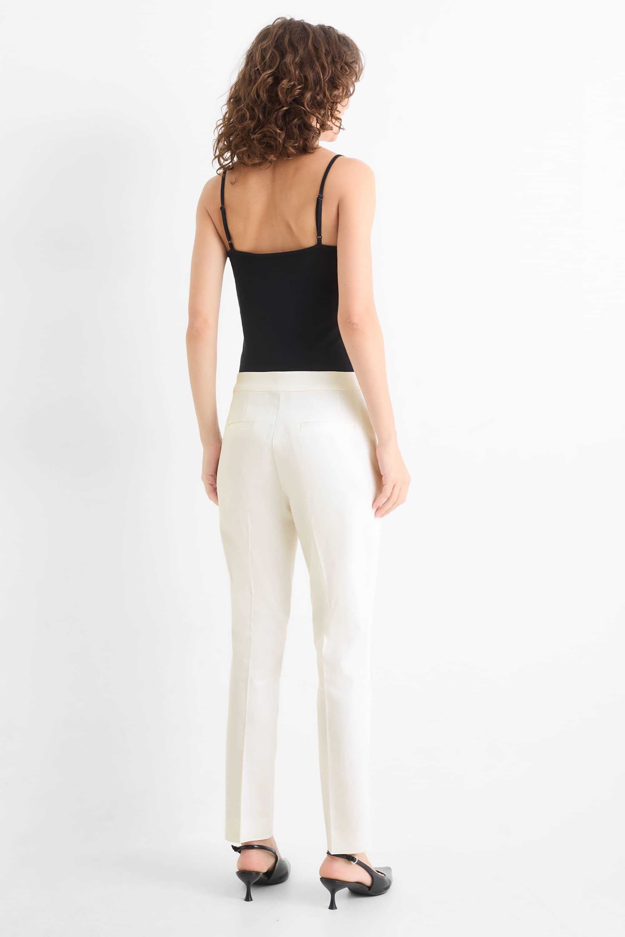 Cloth trousers - mid-rise waist - slim fit white