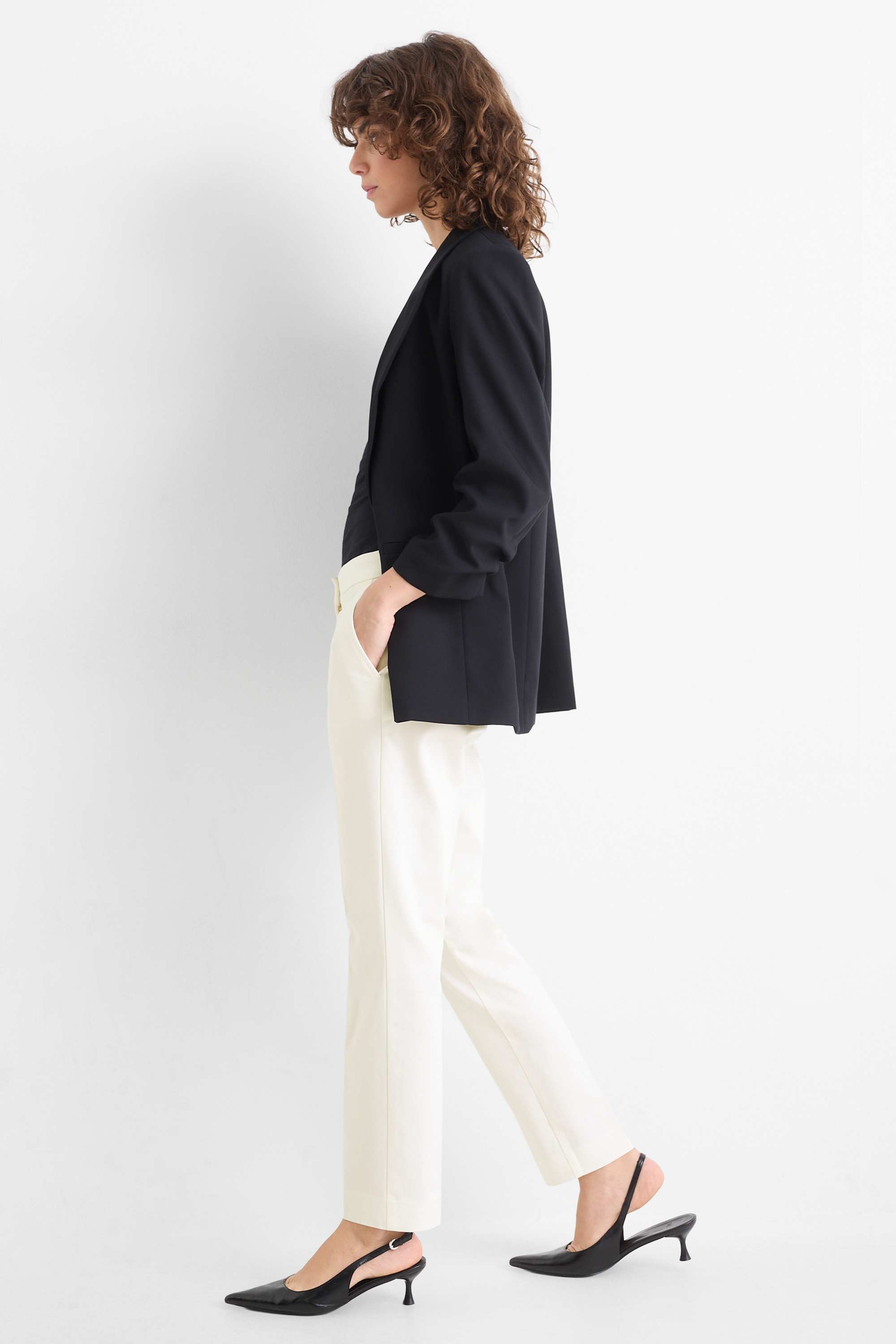 Cloth trousers - mid-rise waist - slim fit white