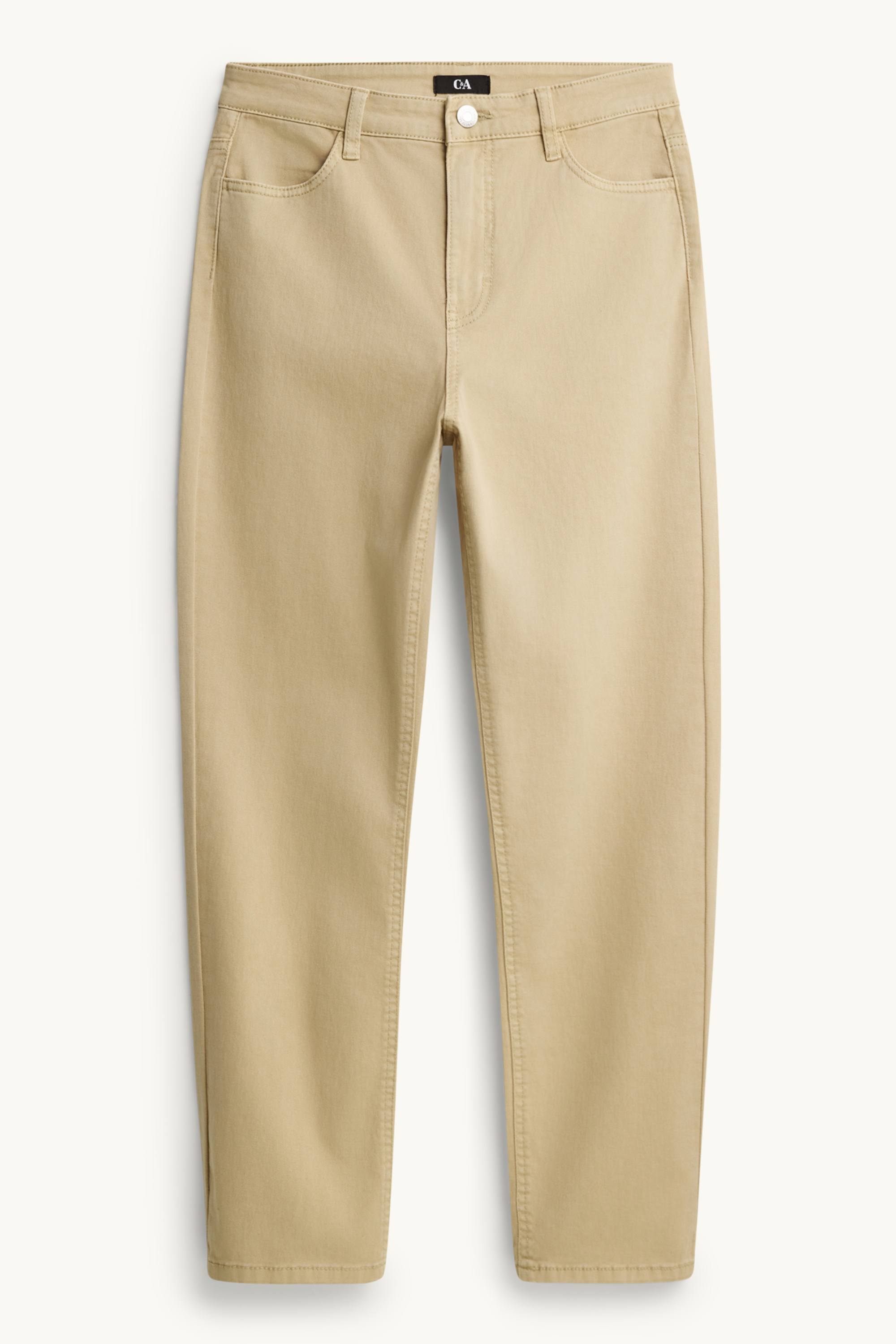 Cloth trousers - mid-rise waist - straight leg beige