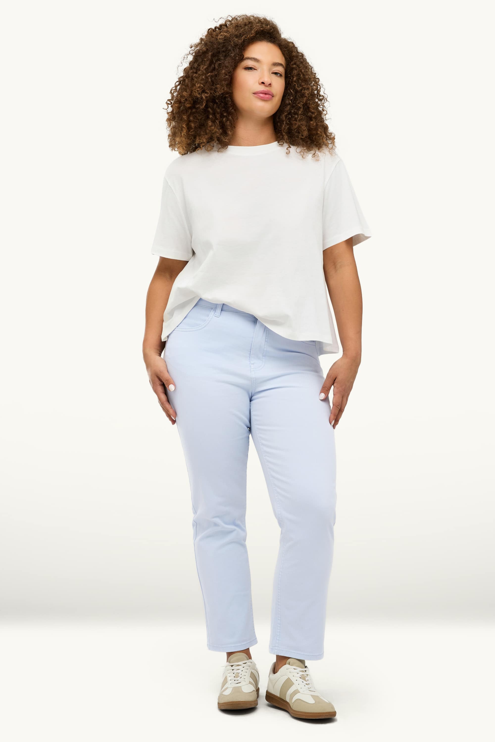 Cloth trousers - mid-rise waist - straight leg light blue