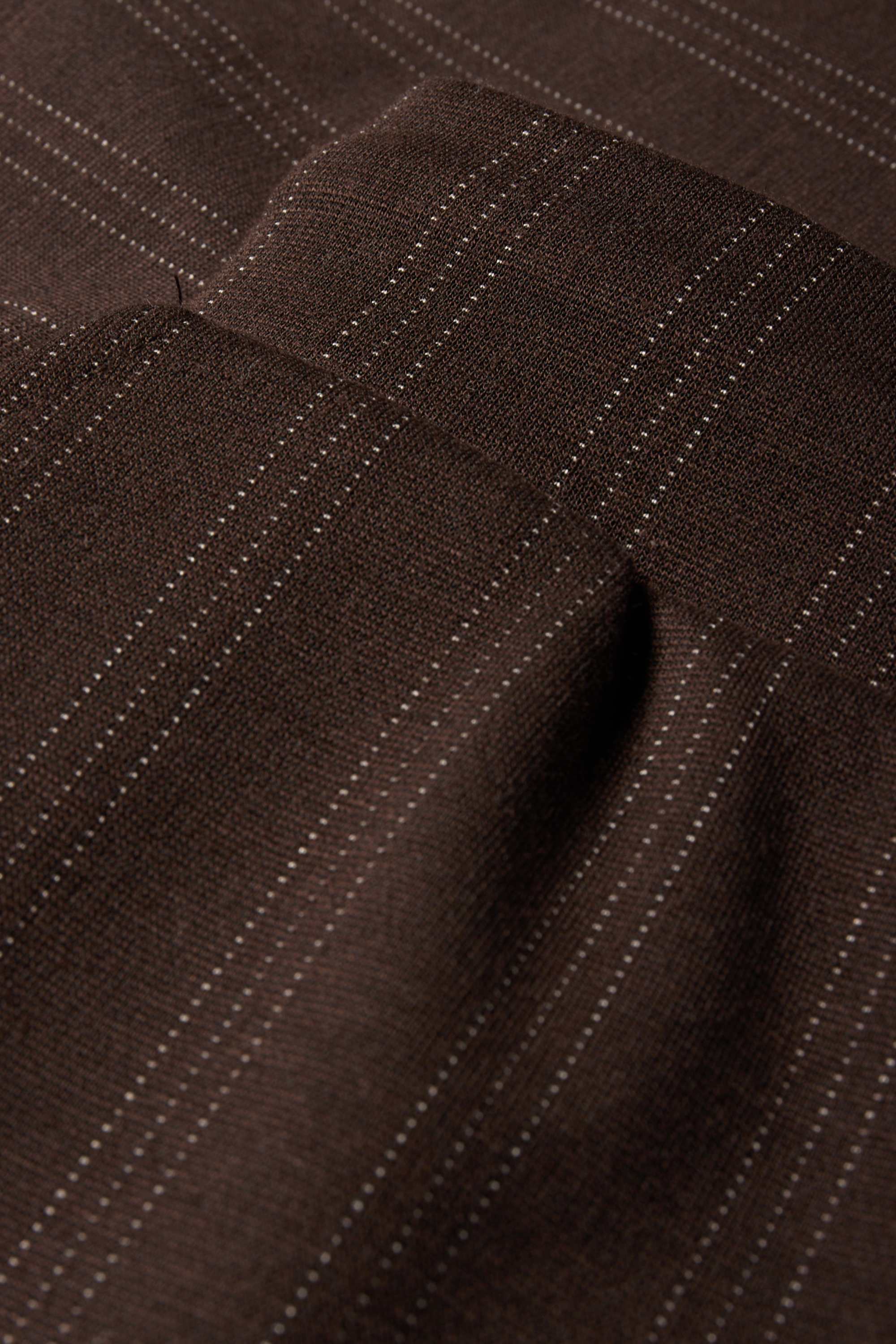 Jersey trousers - mid-rise waist - wide leg - pinstripes dark brown