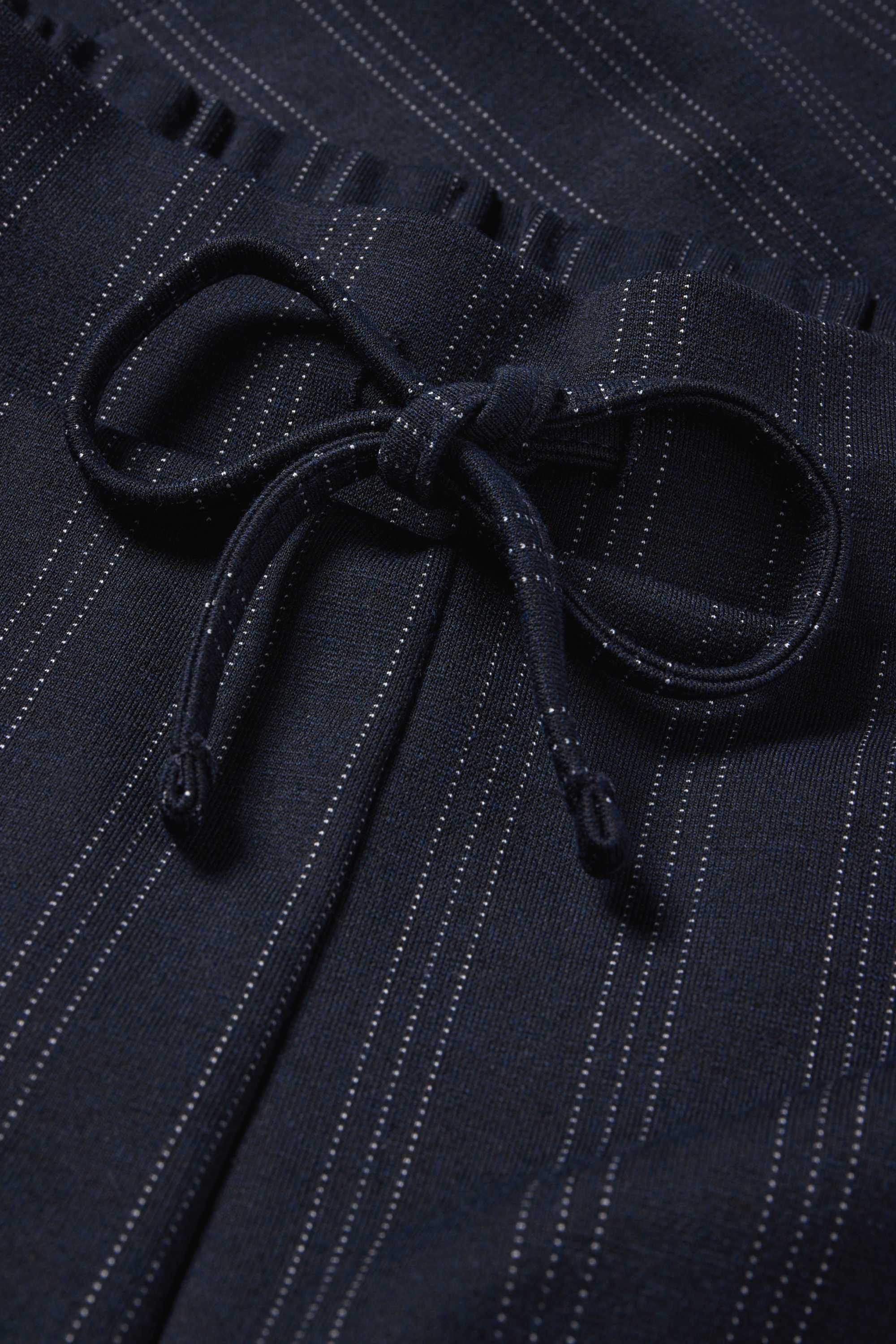 Jersey trousers - mid-rise waist - wide leg - pinstripes dark blue