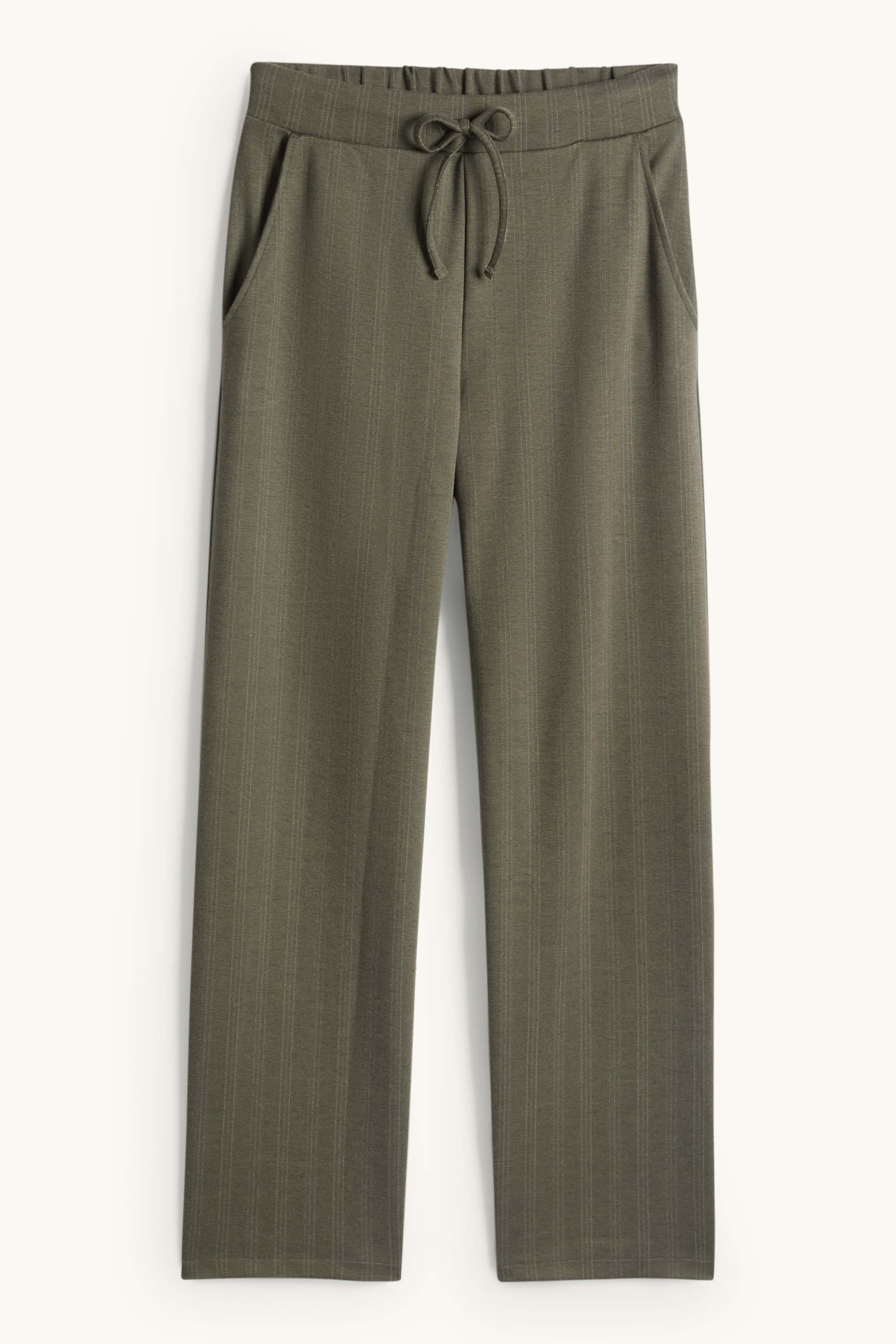 Jersey trousers - mid-rise waist - wide leg - pinstripes green