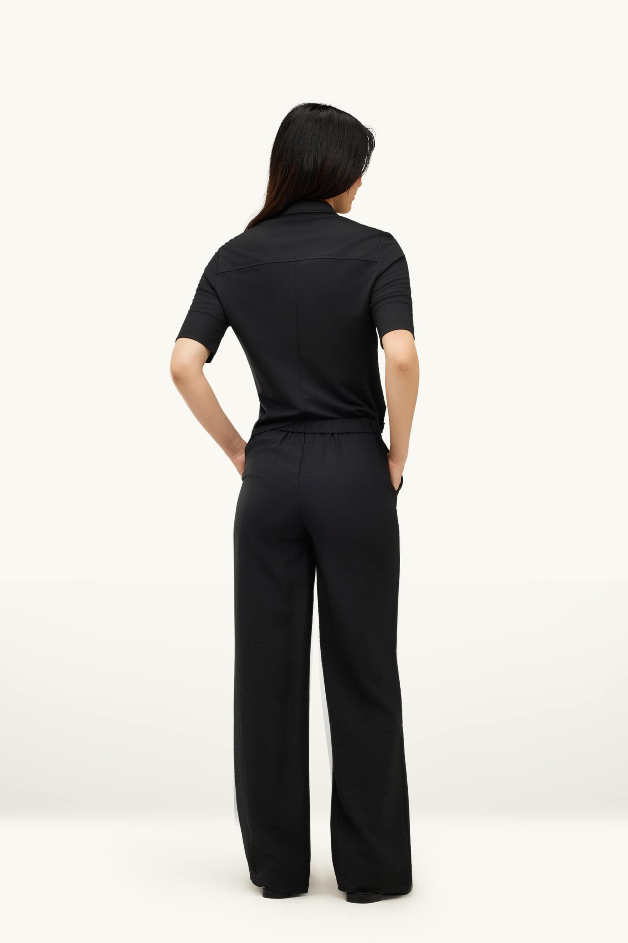 Cloth trousers - high waist - wide leg black