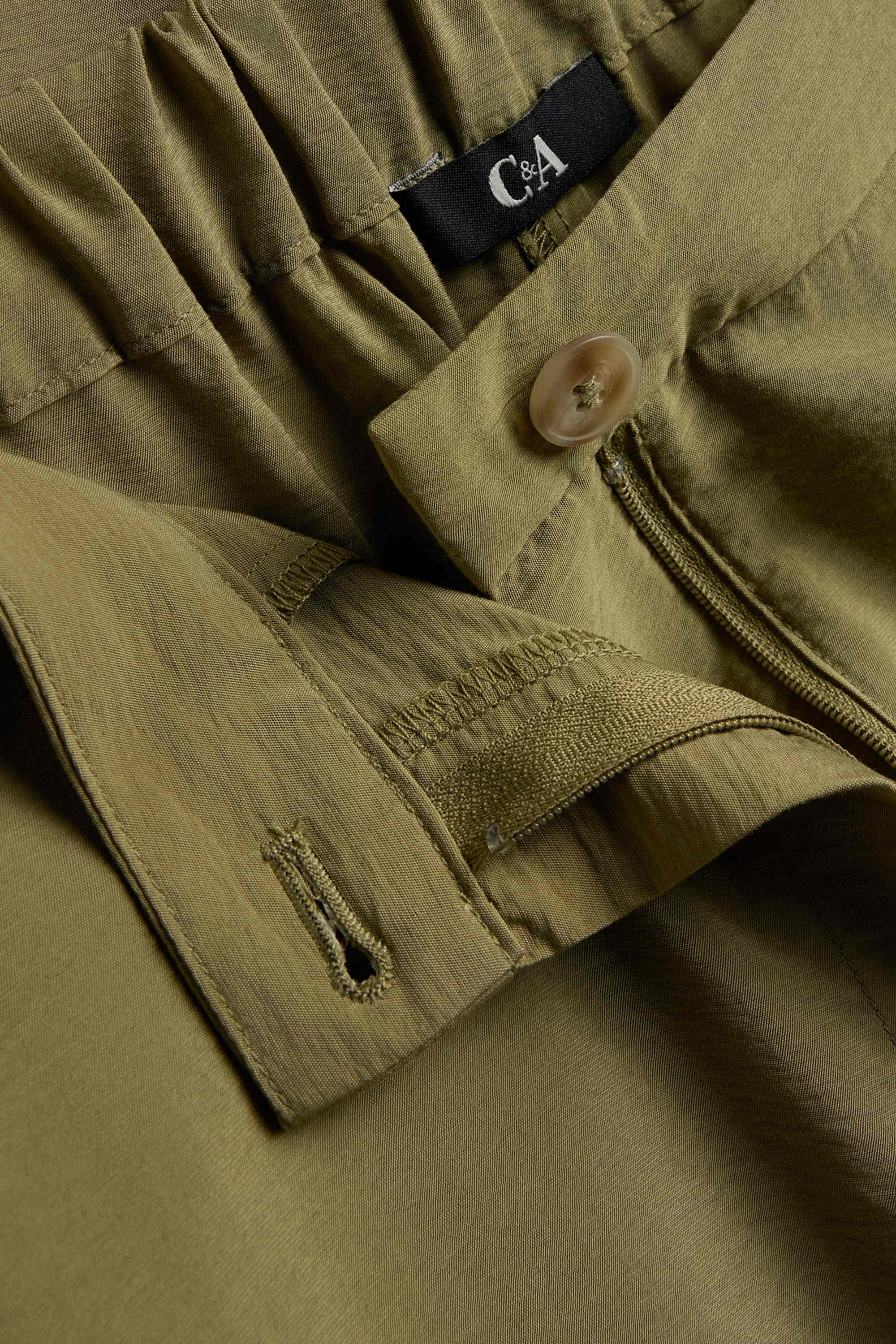 Cloth trousers - high waist - wide leg khaki