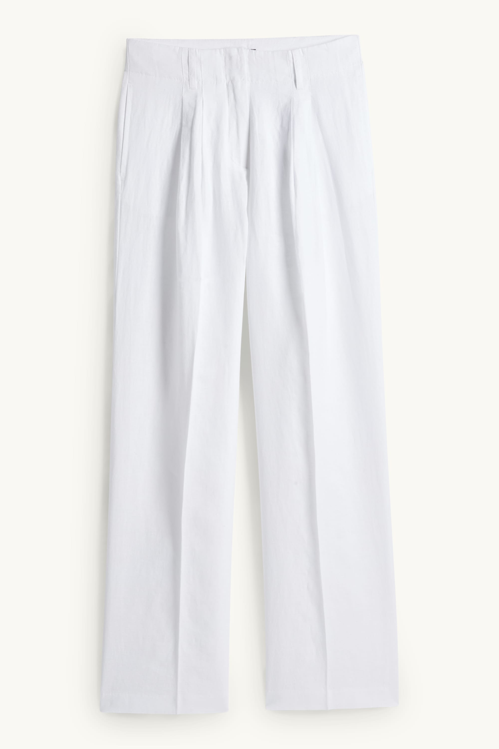 Linen trousers - high waist - wide leg white