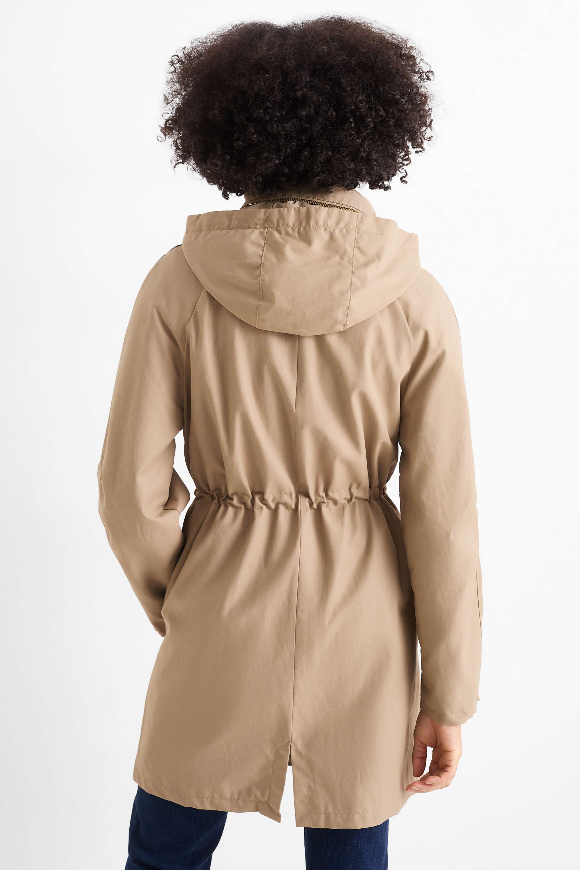 Parka with hood - water-repellent khaki