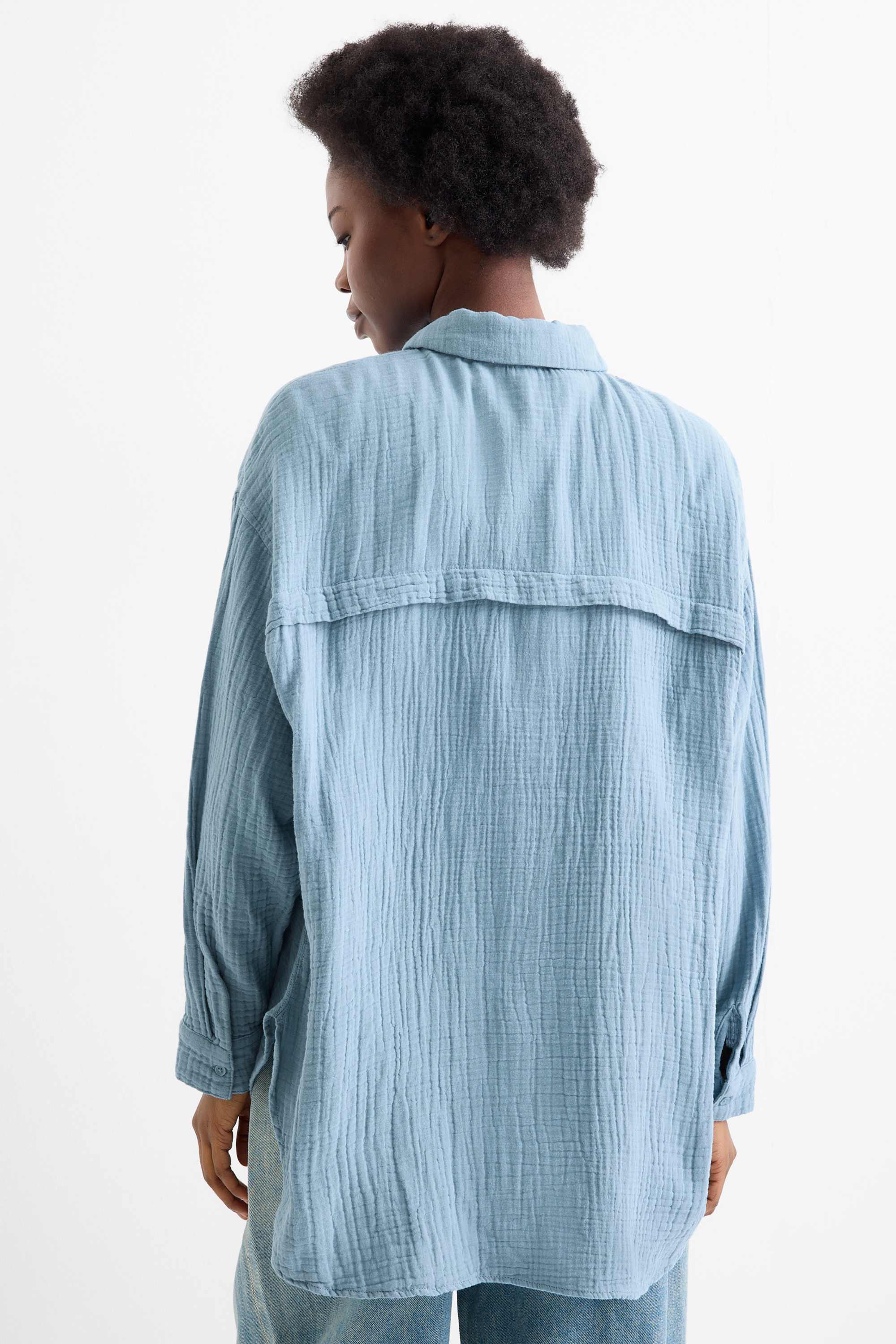 Cheesecloth blouse blue