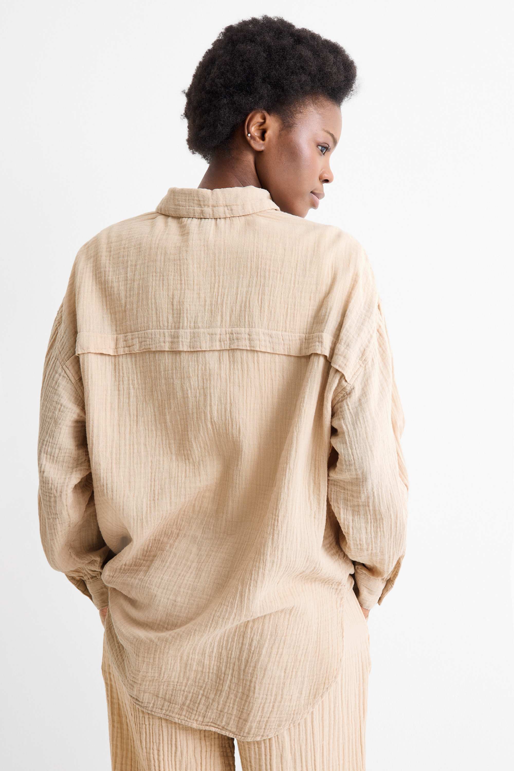 Cheesecloth blouse beige