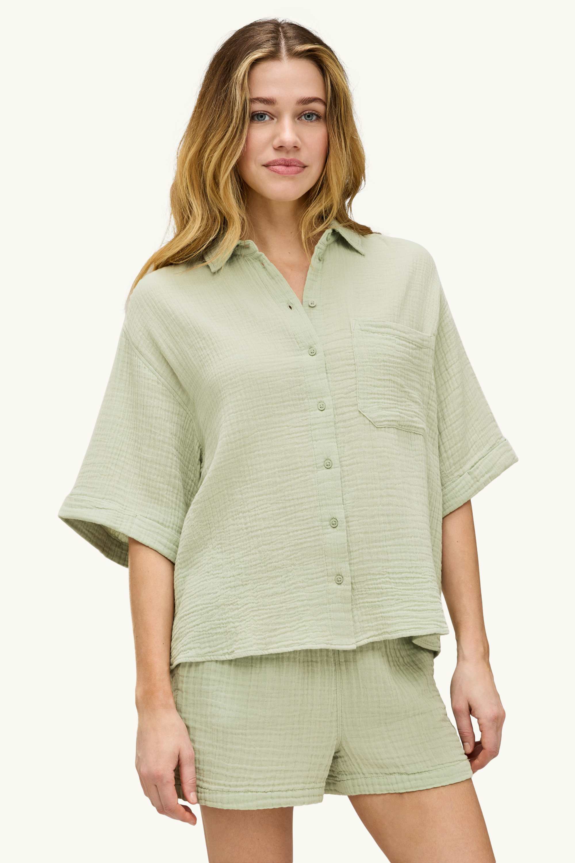 Cheesecloth blouse light green