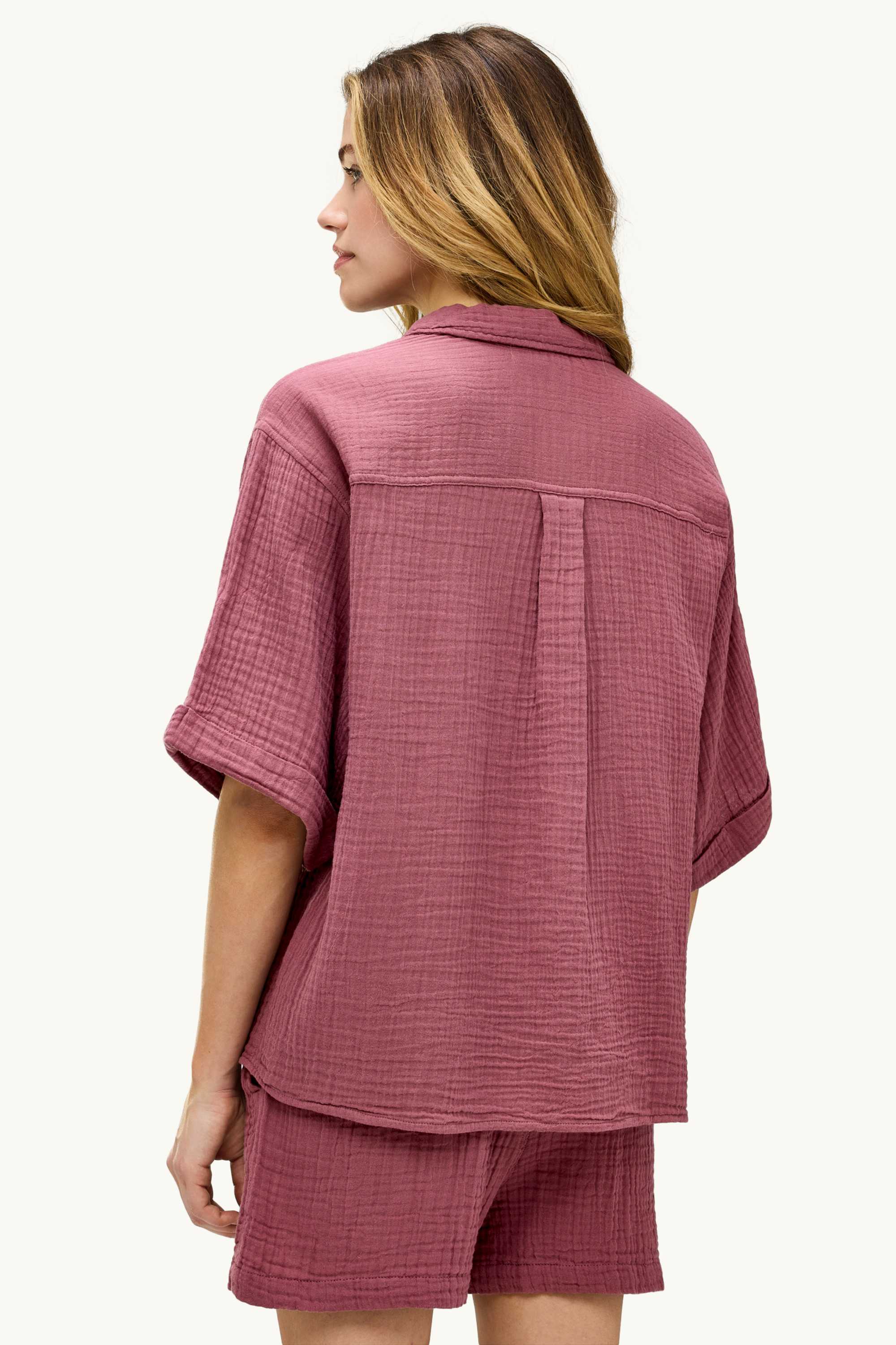 Cheesecloth blouse red