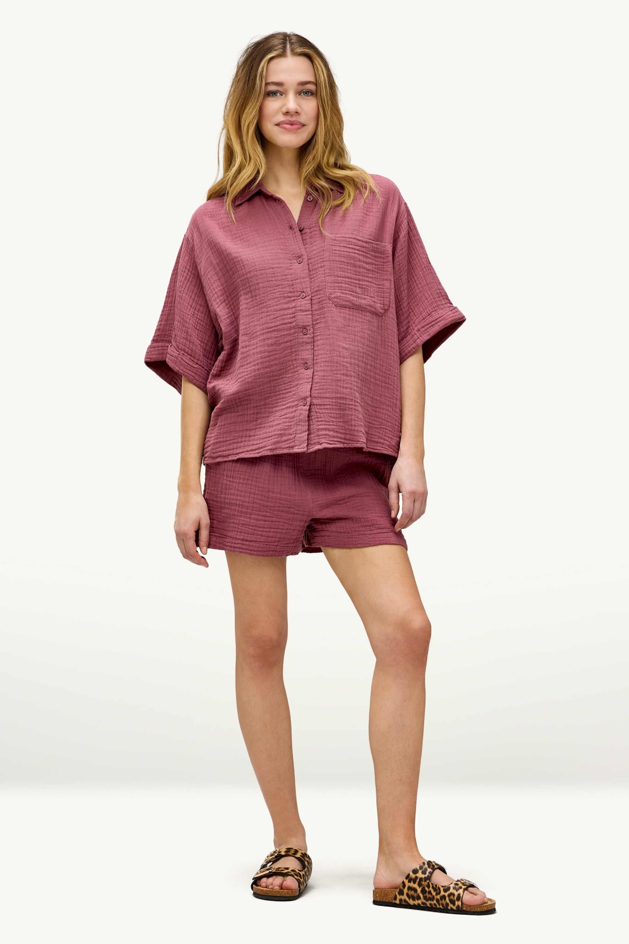 Cheesecloth blouse red