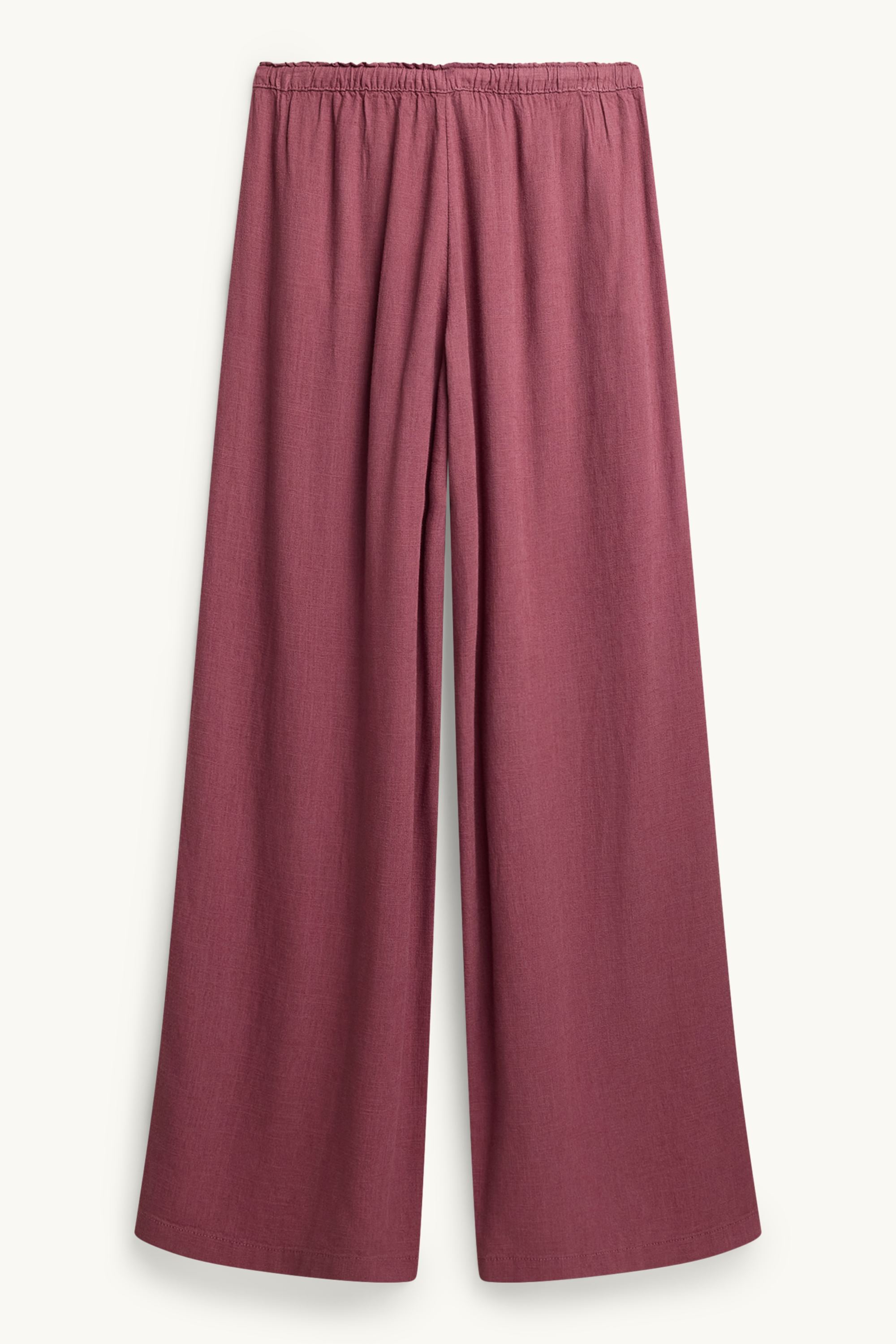 Cloth trousers with linen content - mid-rise waist - loose fit dark red