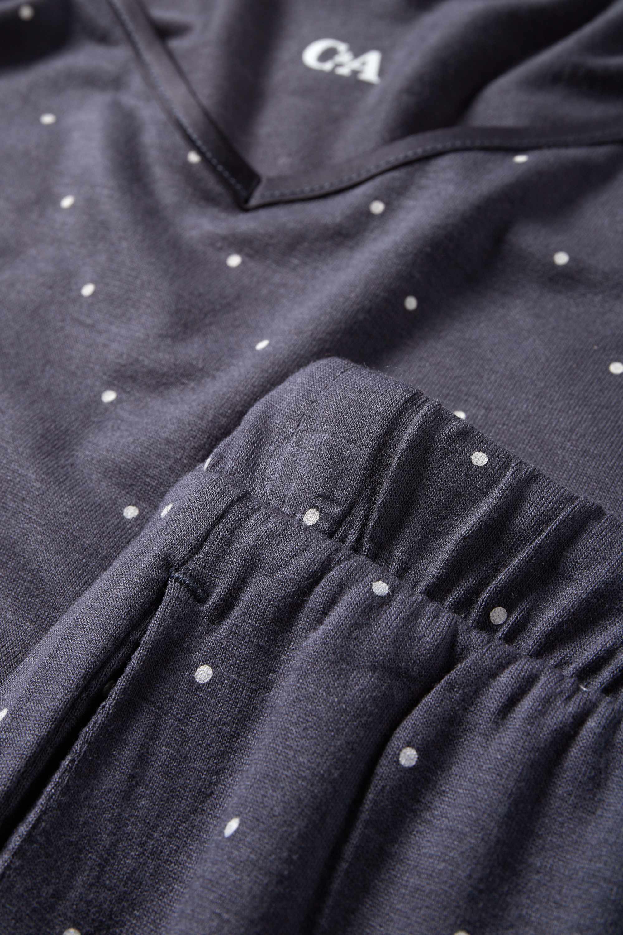 Viscose pyjamas - polka dot dark blue