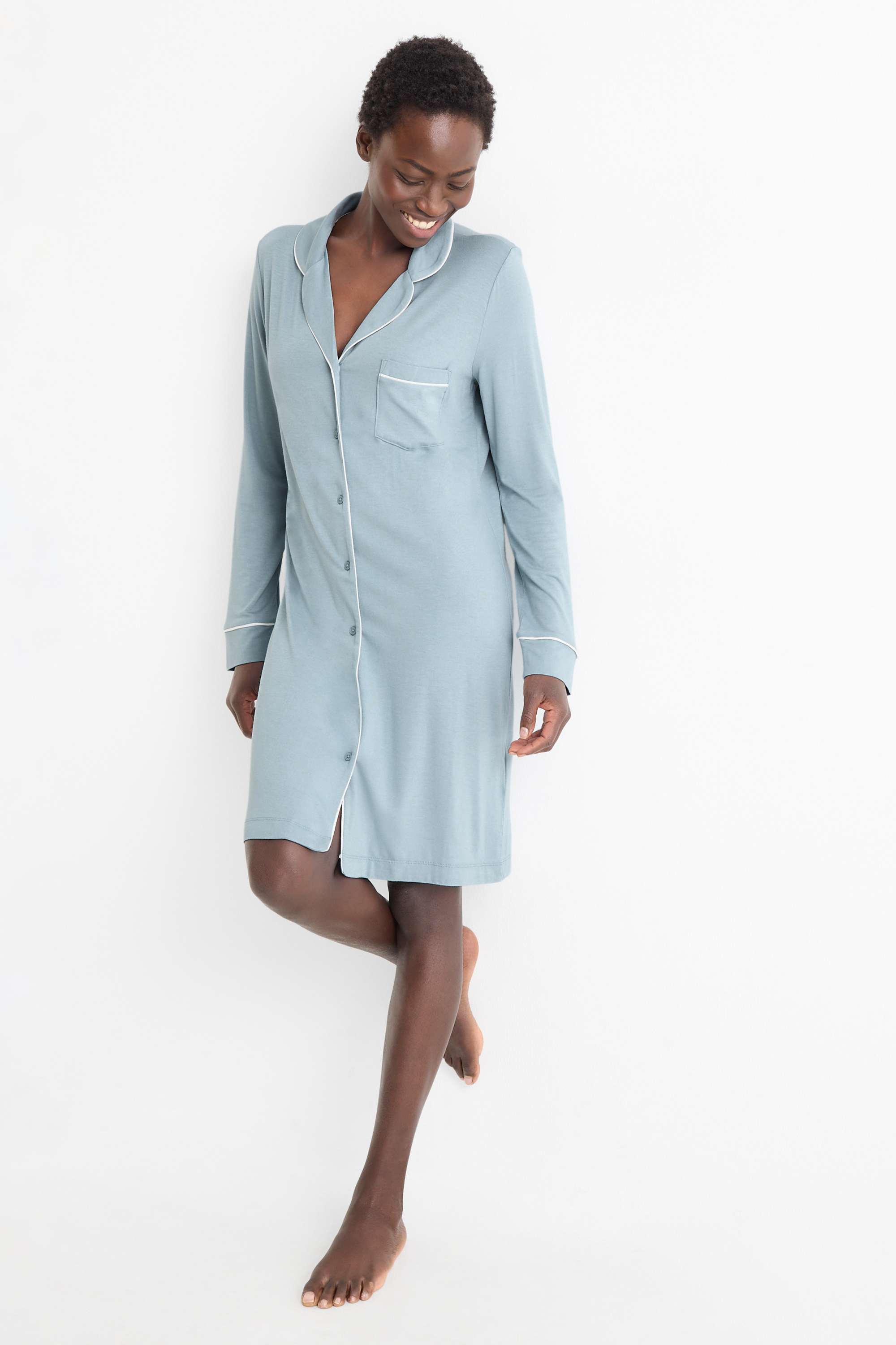 Viscose nightdress light blue