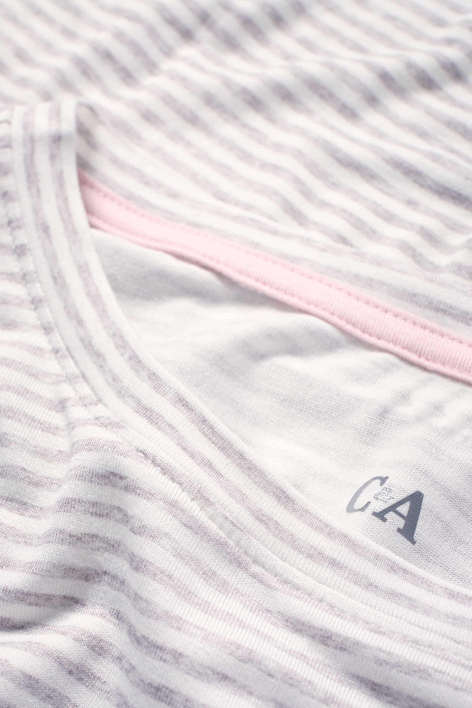 Short viscose pyjamas - striped light gray