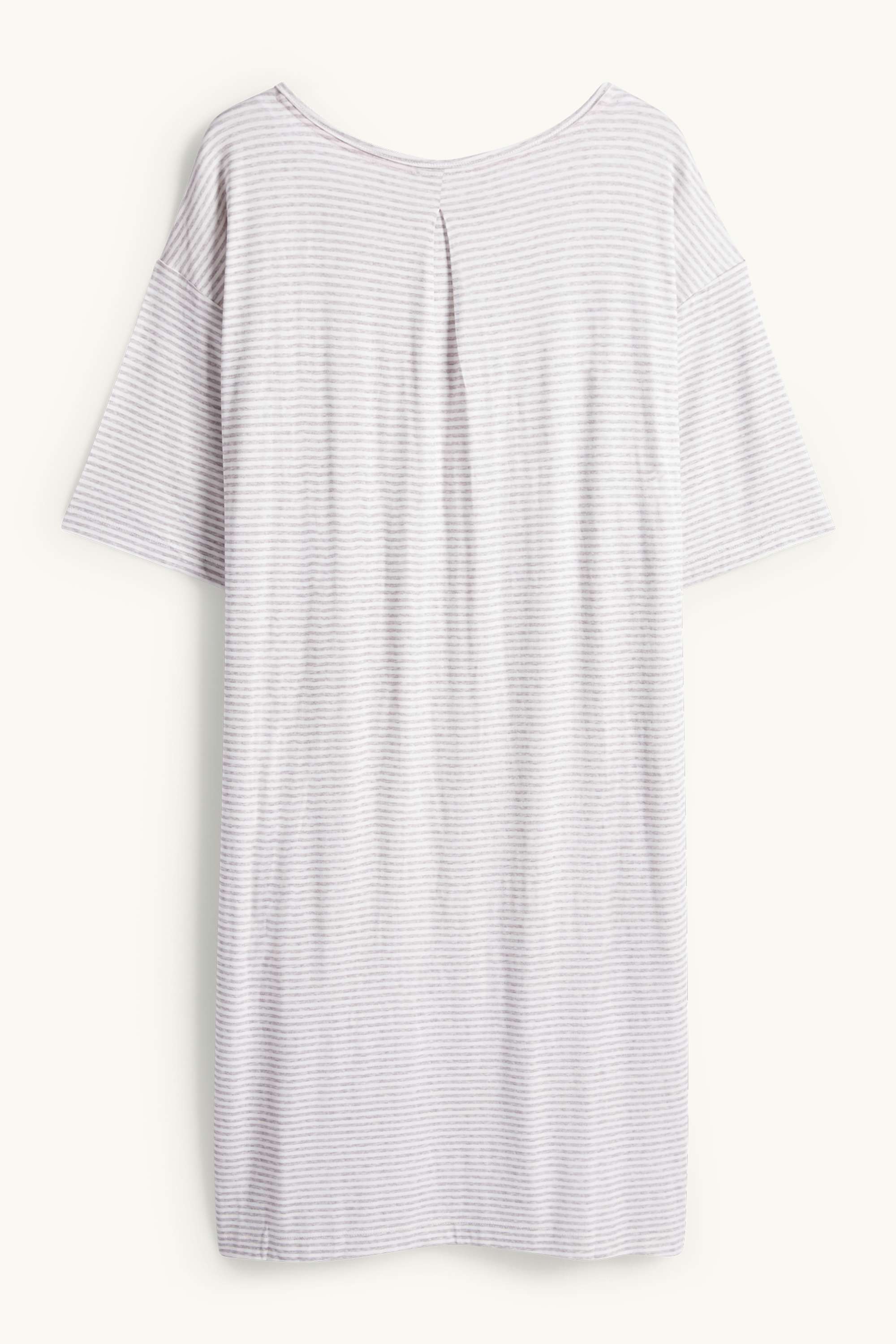 Viscose nightdress - striped light gray