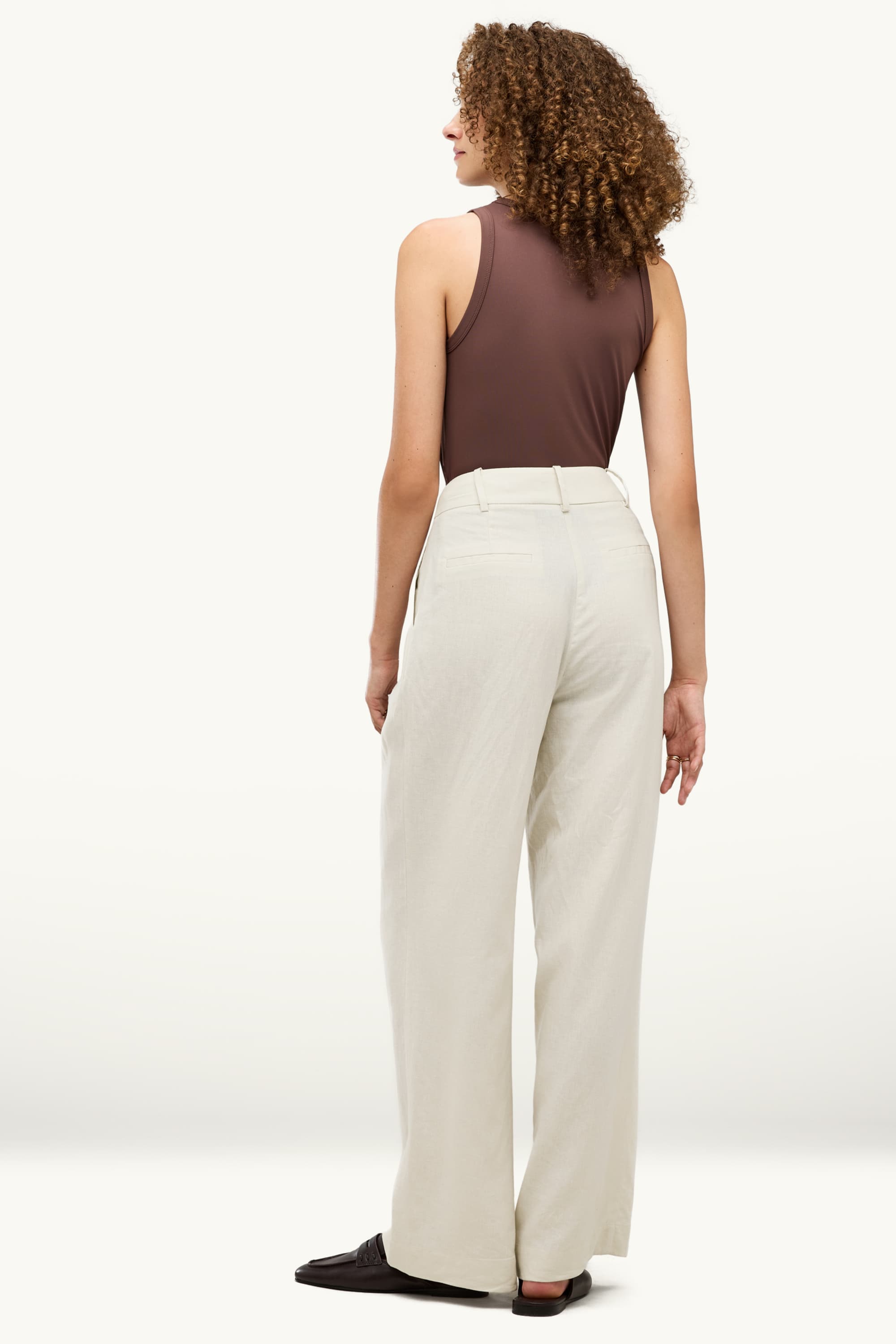 Business trousers - high waist - wide leg - linen blend cremewhite