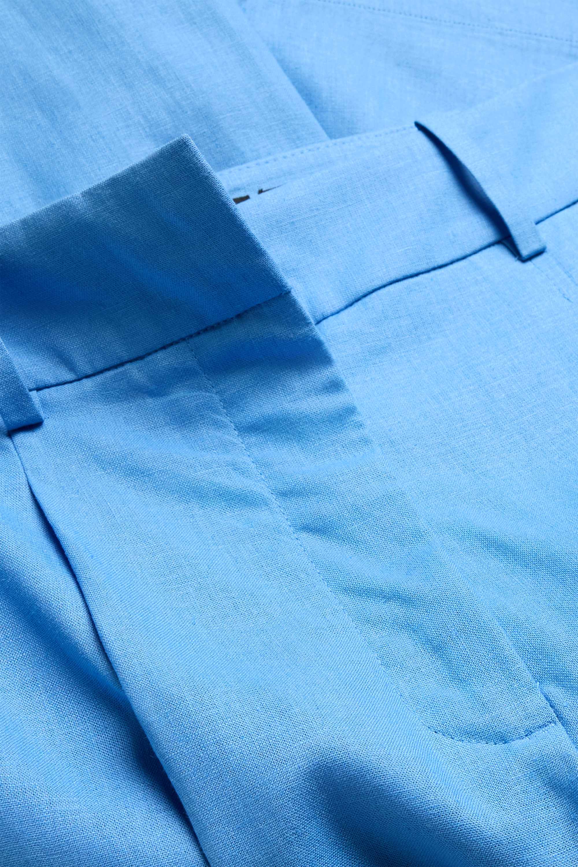Business trousers - high waist - wide leg - linen blend blue
