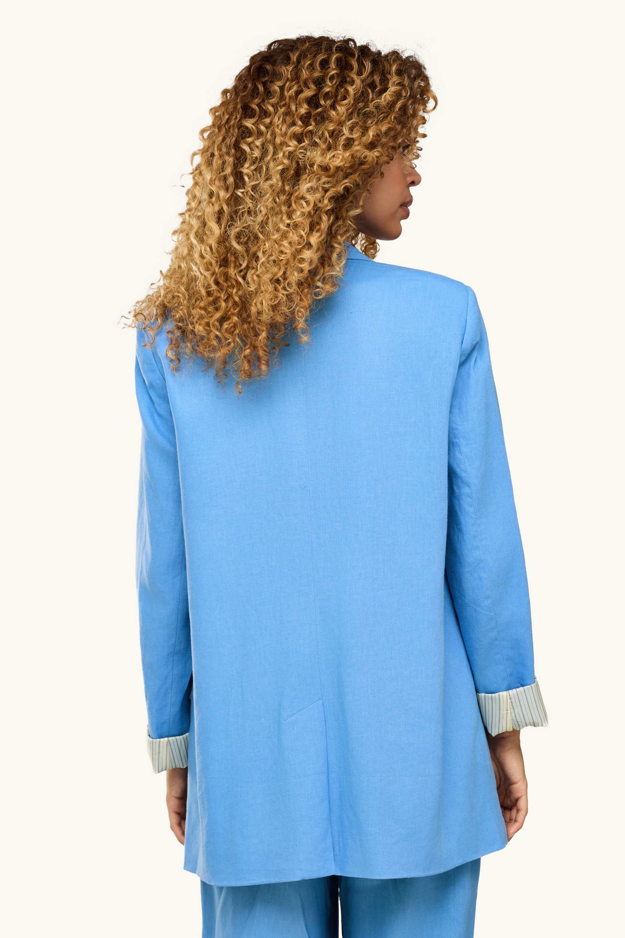 Business blazer with linen content - regular fit light blue
