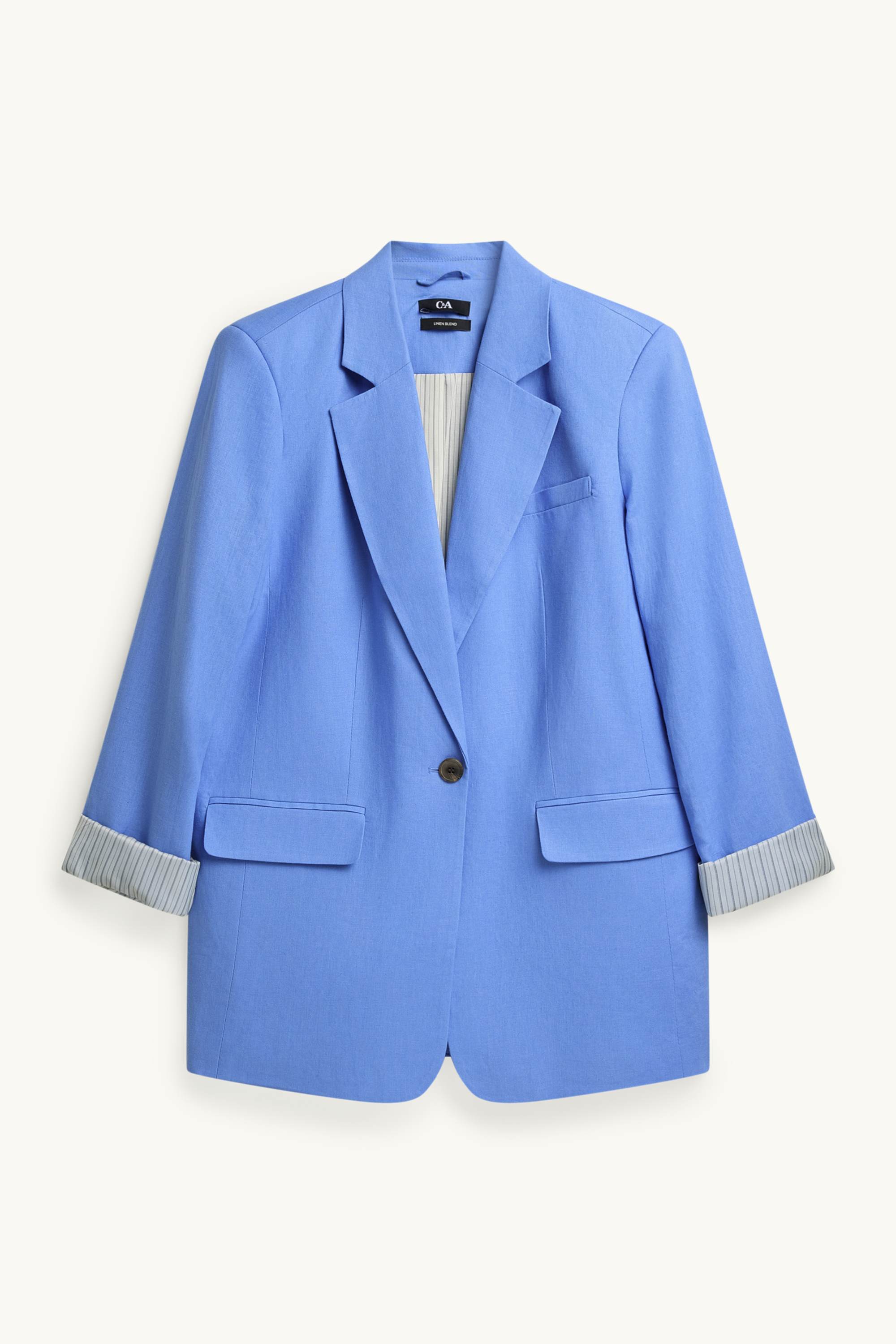 Business blazer with linen content - regular fit light blue