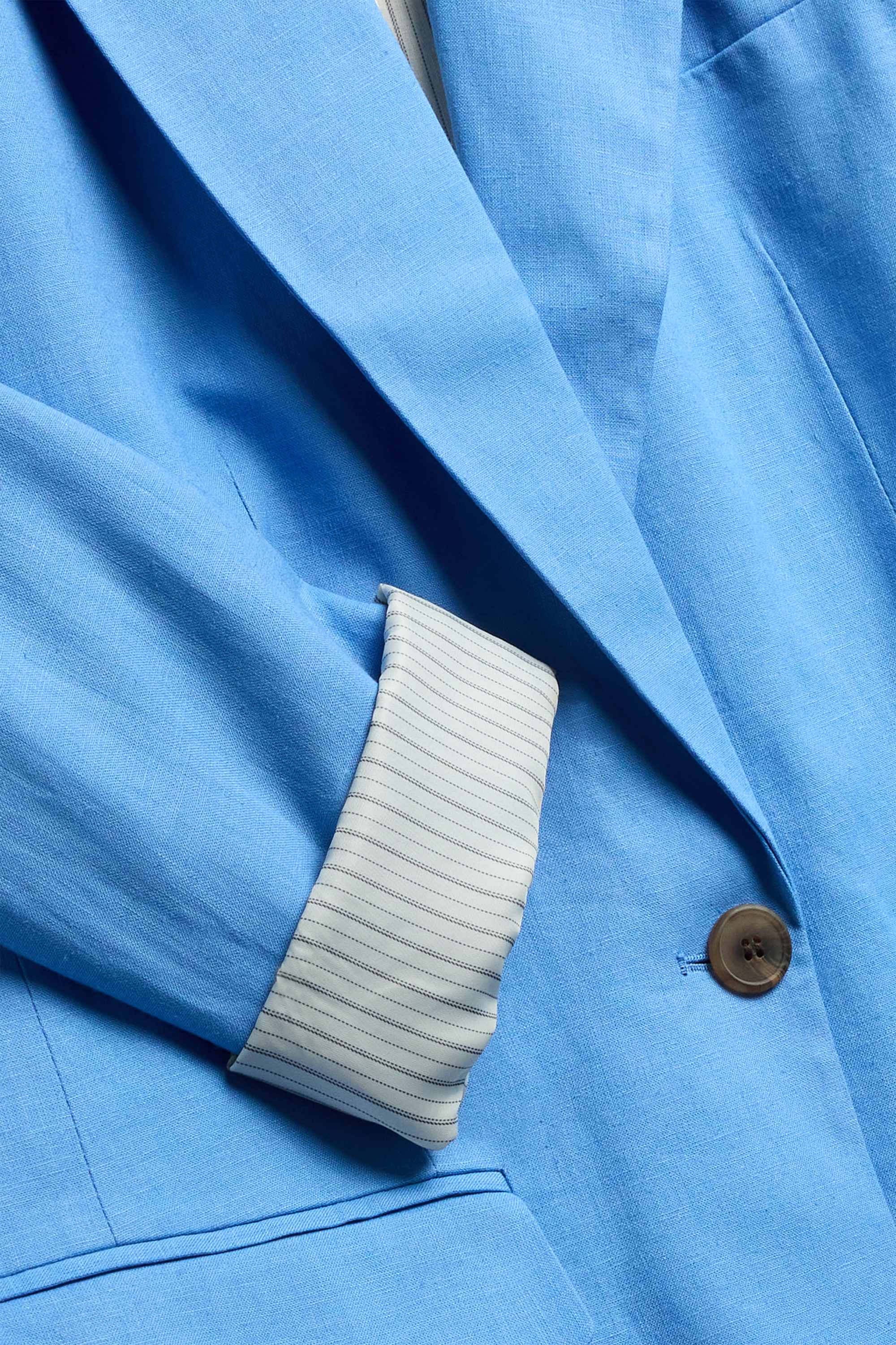Business blazer with linen content - regular fit light blue