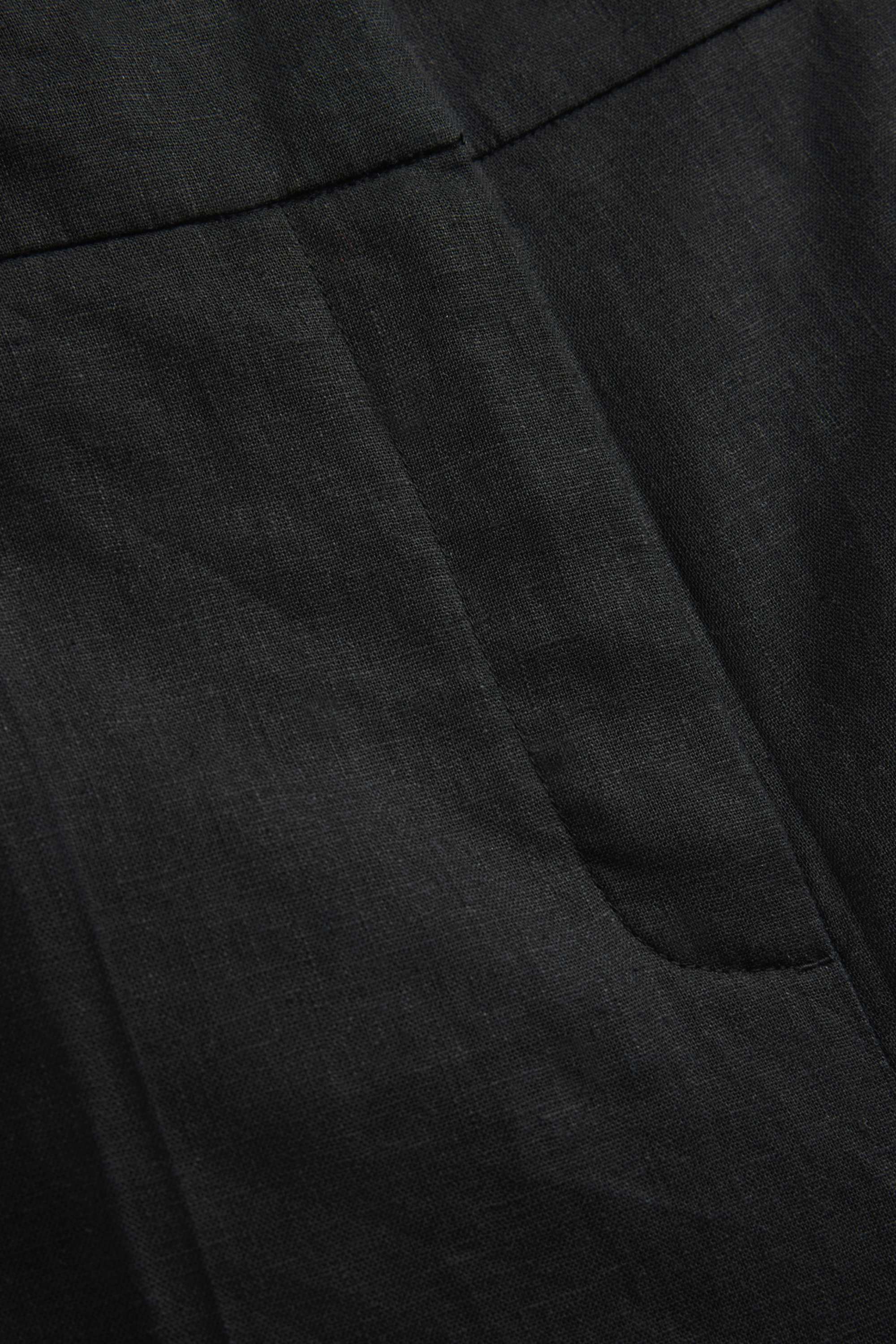 Cloth trousers - high-rise waist - wide leg - linen blend black