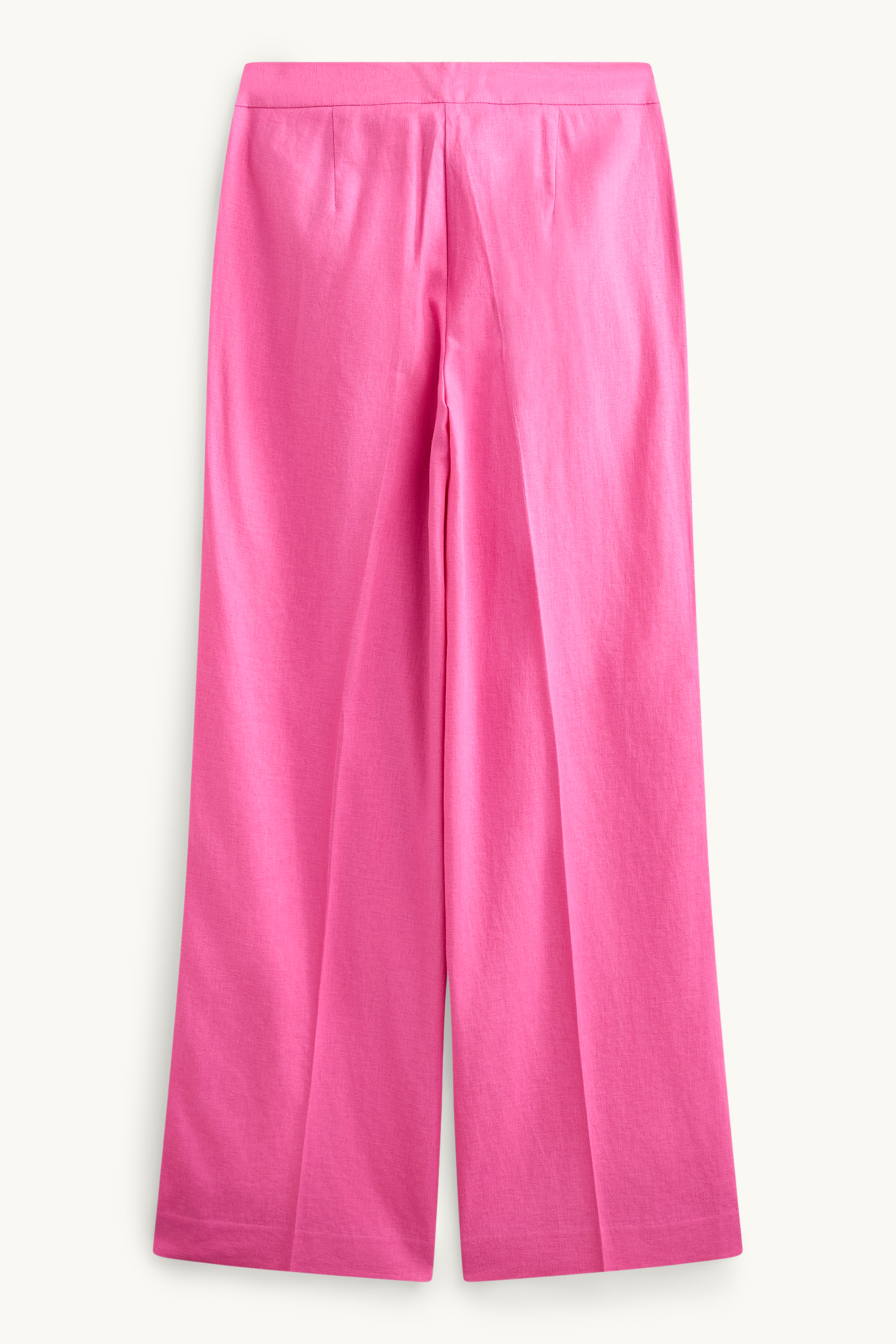 Cloth trousers - high-rise waist - wide leg - linen blend pink