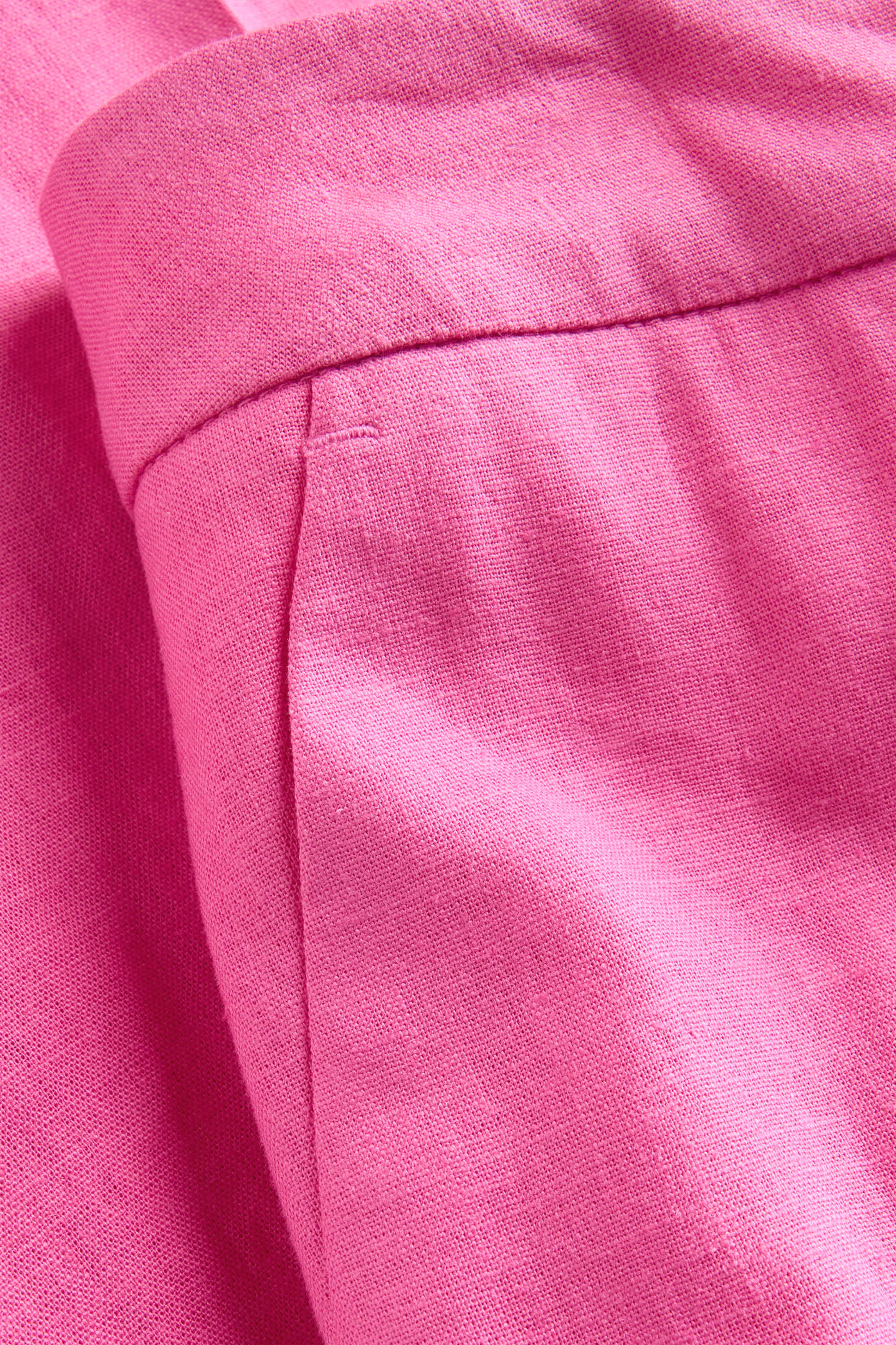 Cloth trousers - high-rise waist - wide leg - linen blend pink