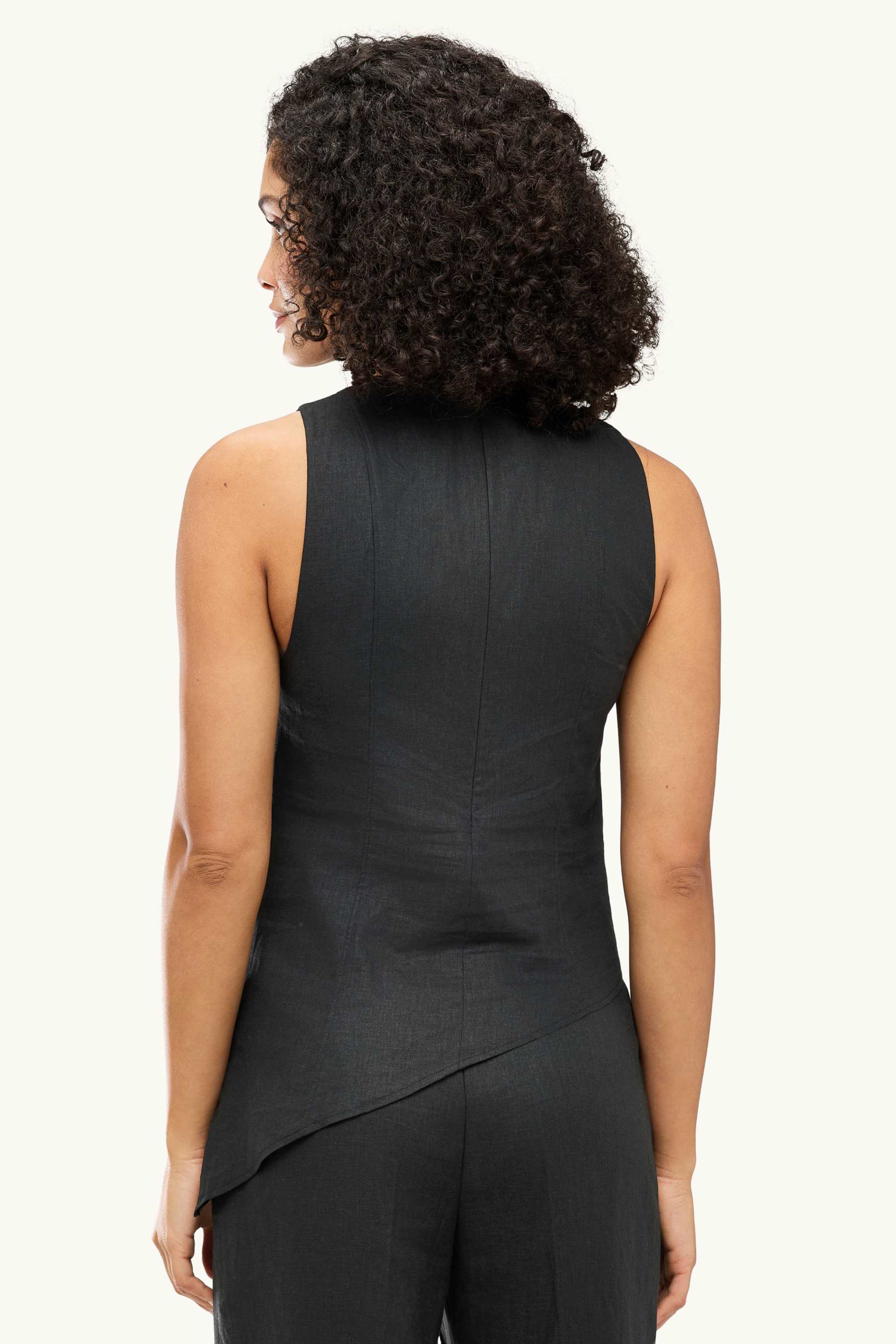 Blouse top - linen blend black