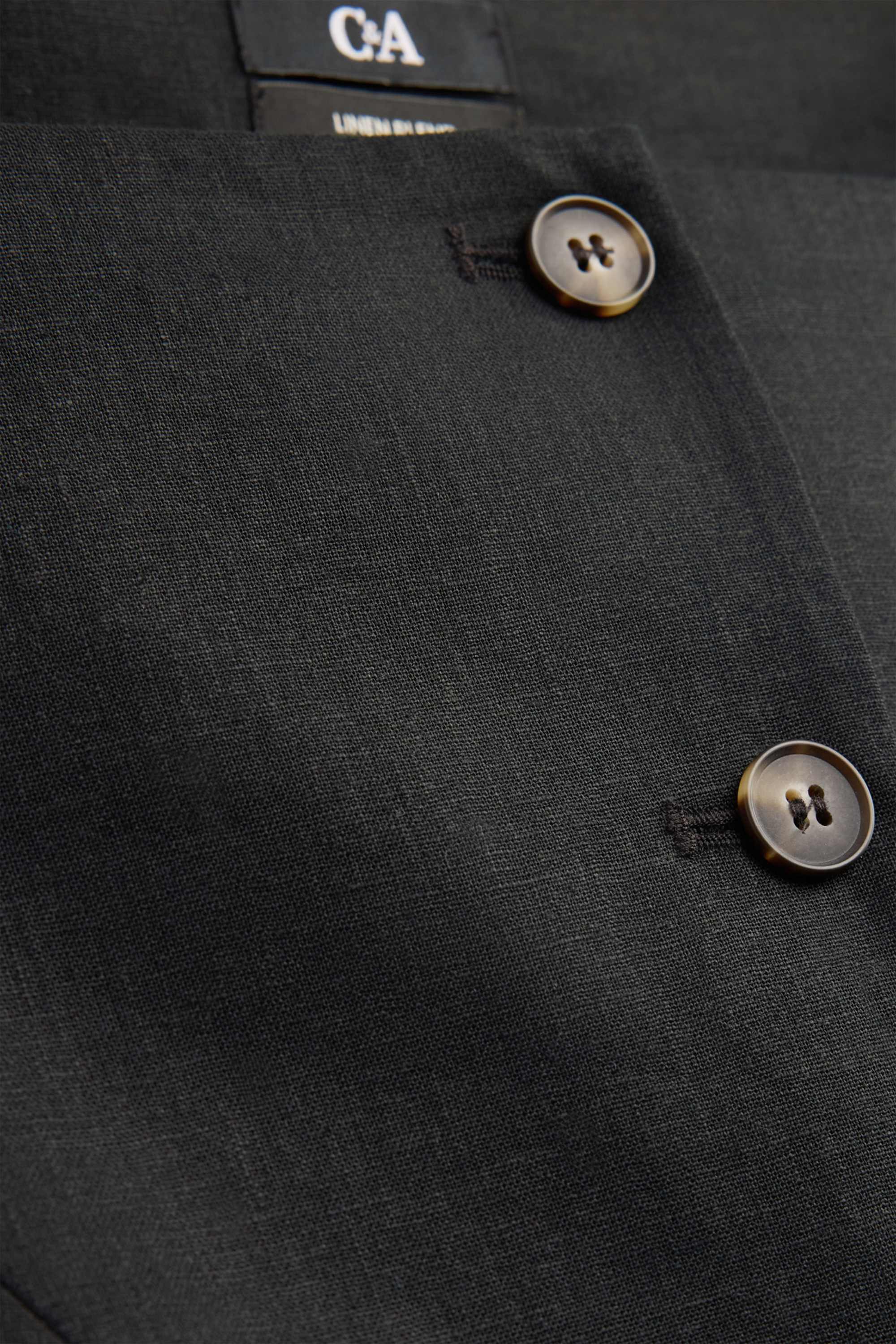 Business waistcoat - fitted - linen blend black