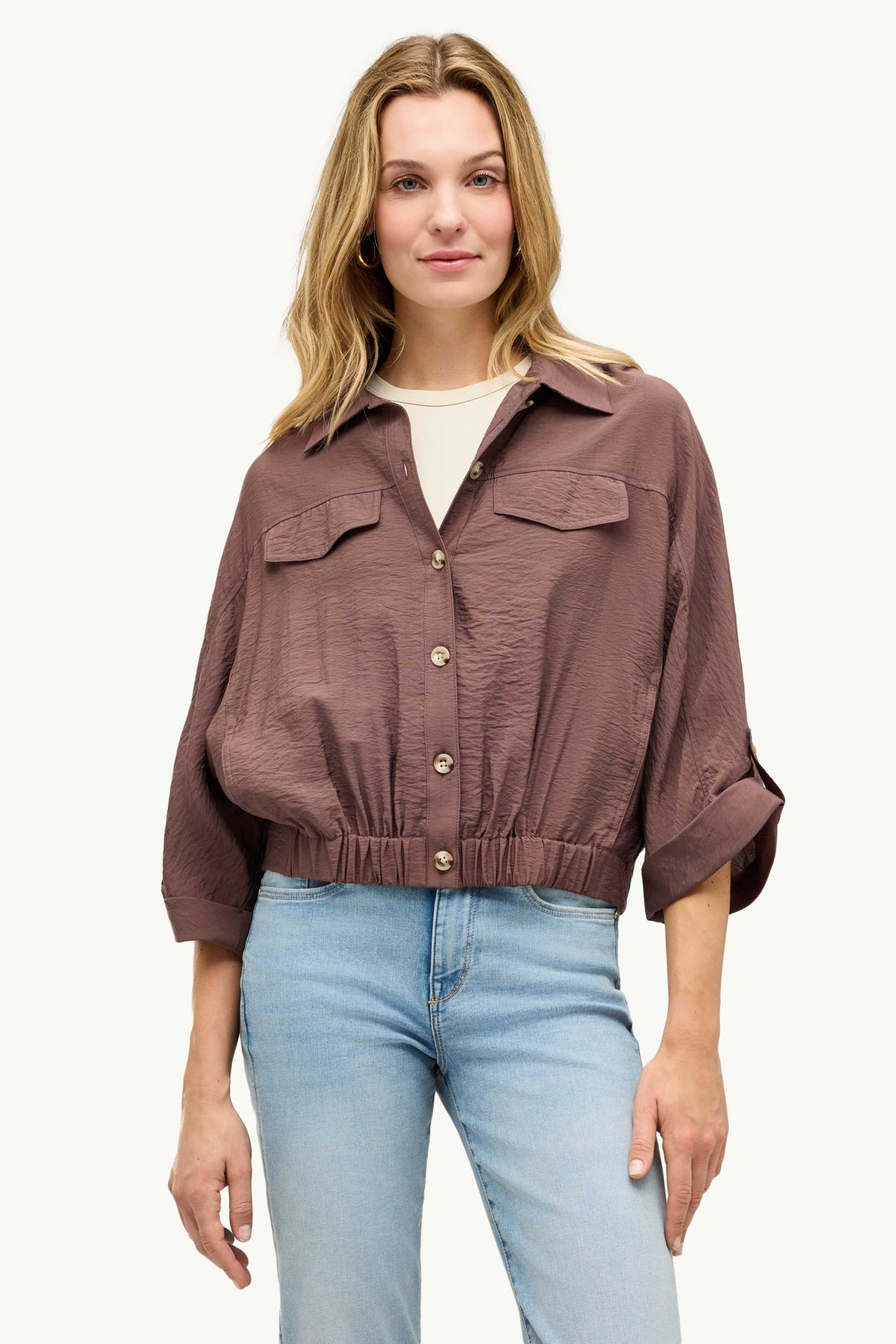 Cropped blazer brown