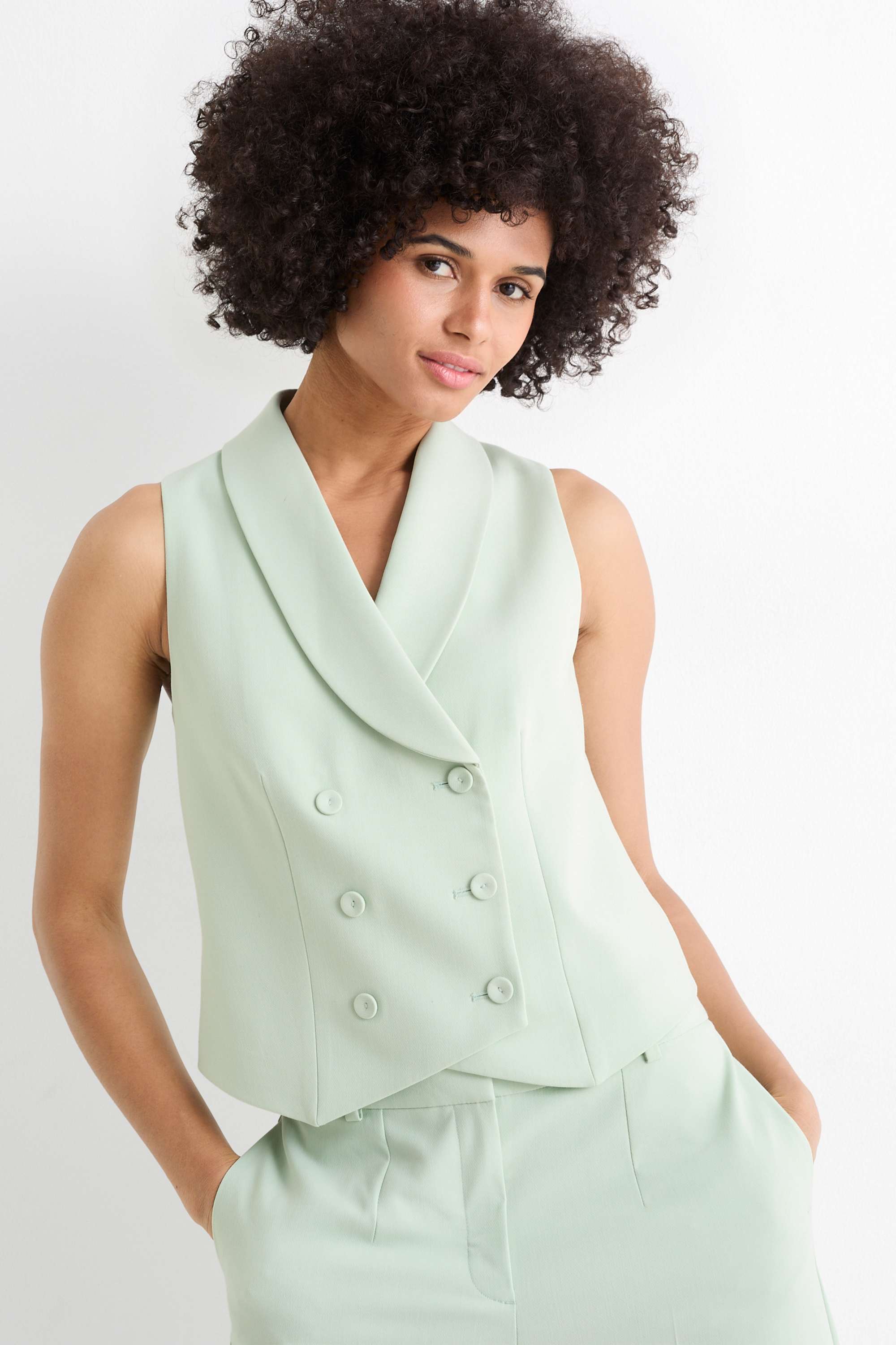 Business waistcoat - fitted mint green