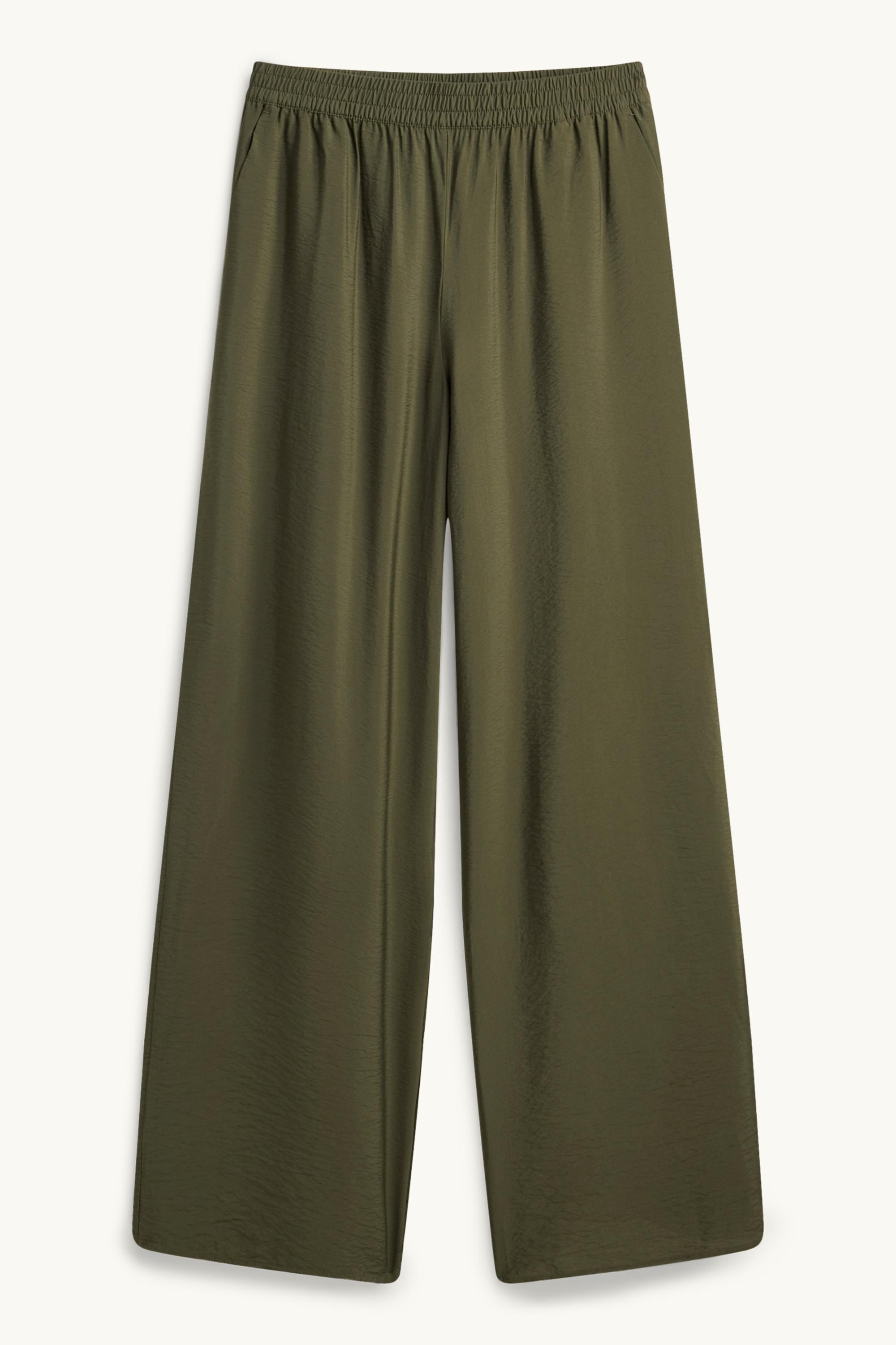 Business trousers - high waist - wide leg dark green