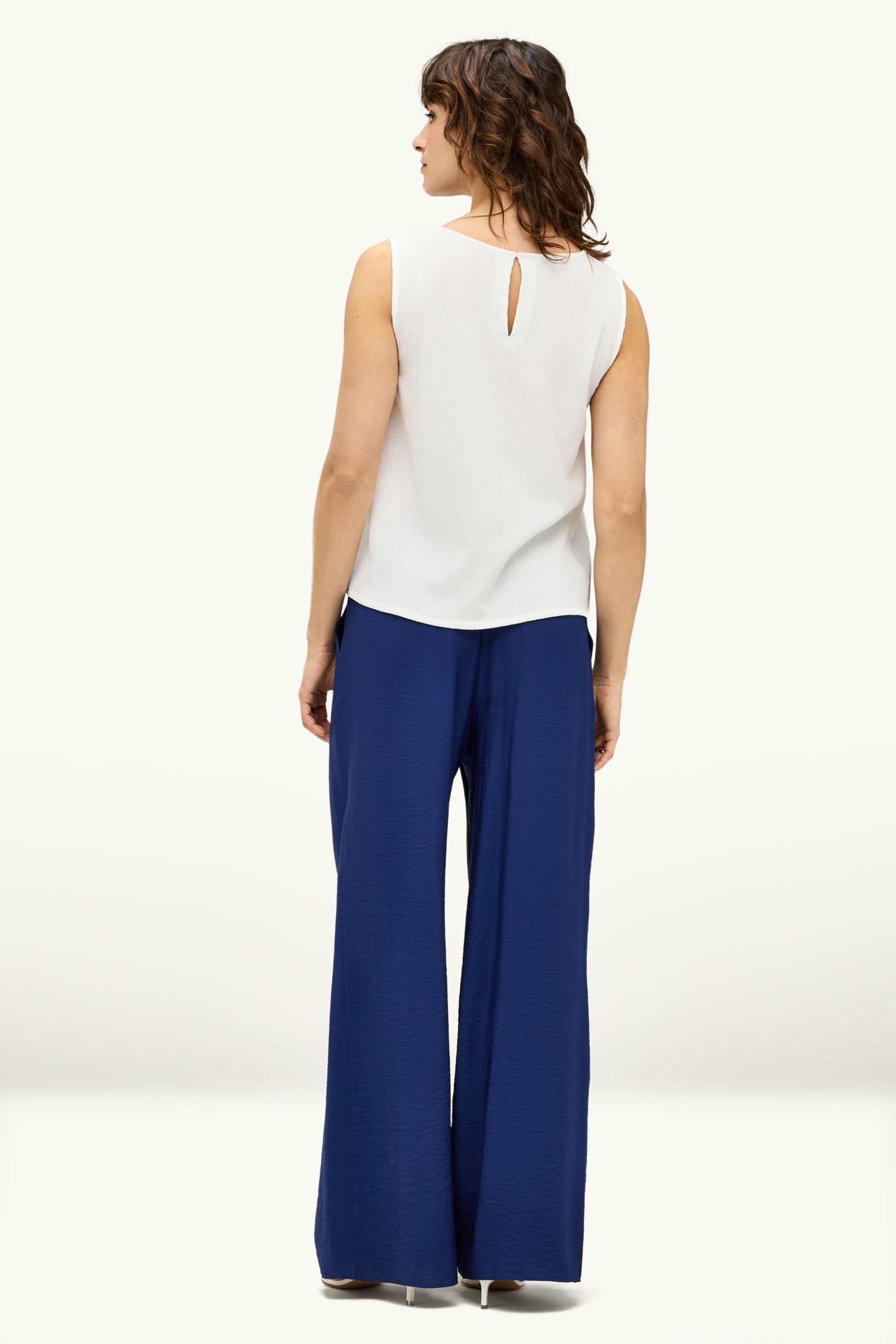 Business trousers - high waist - wide leg dark blue