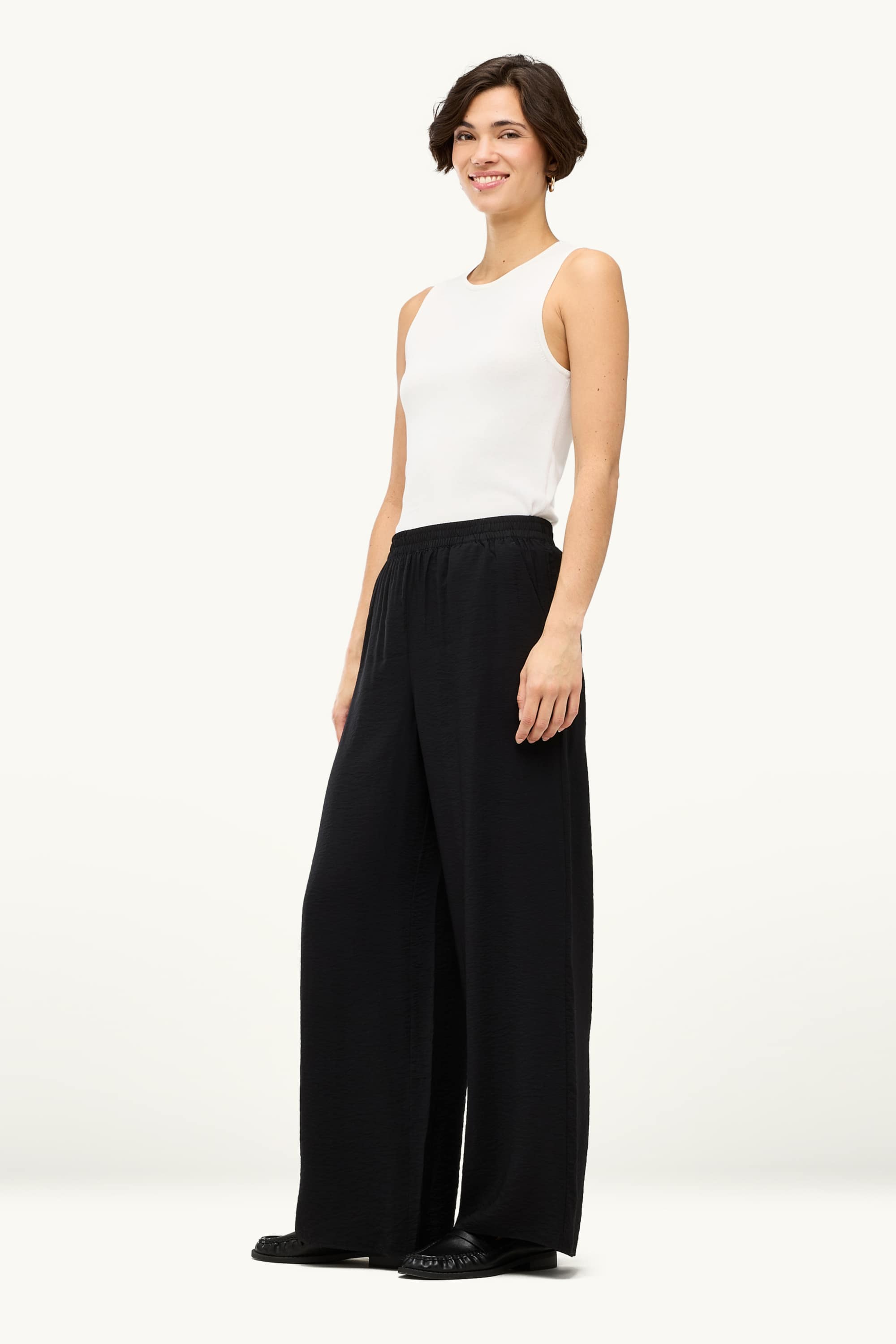 Business trousers - high waist - wide leg black