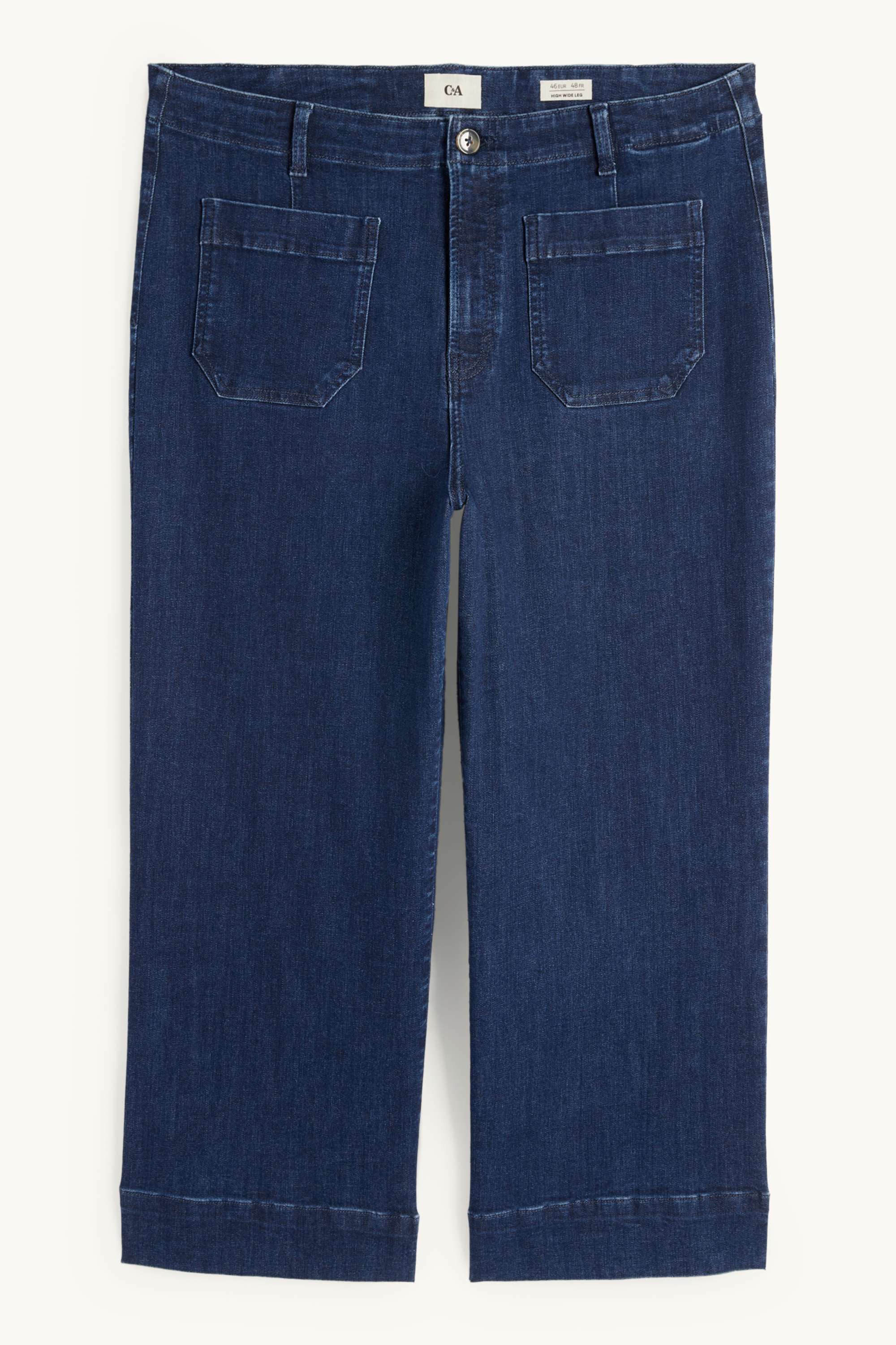 Wide leg jeans - high waist denim-dark blue