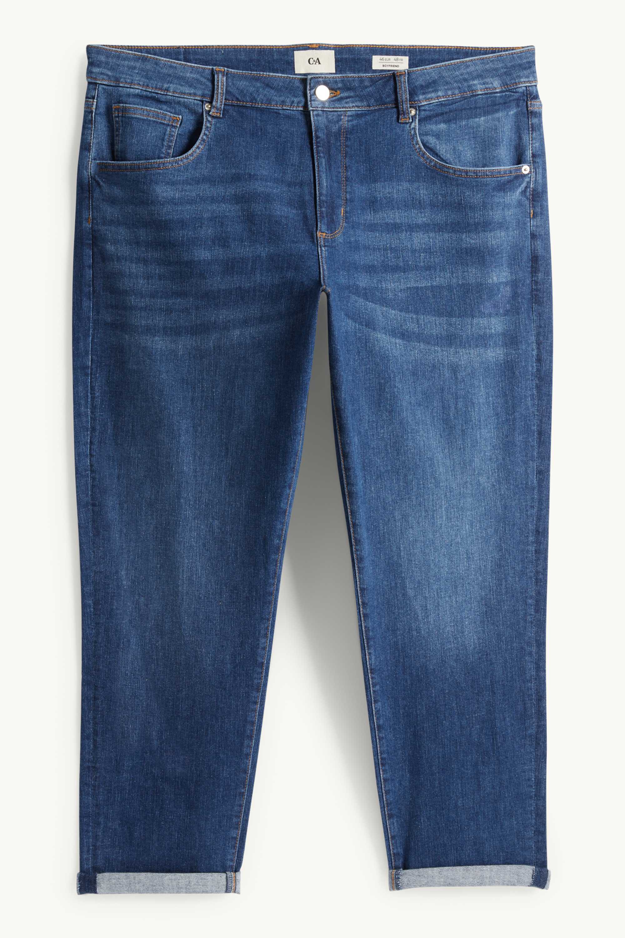 Boyfriend jeans - mid-rise waist blue denim
