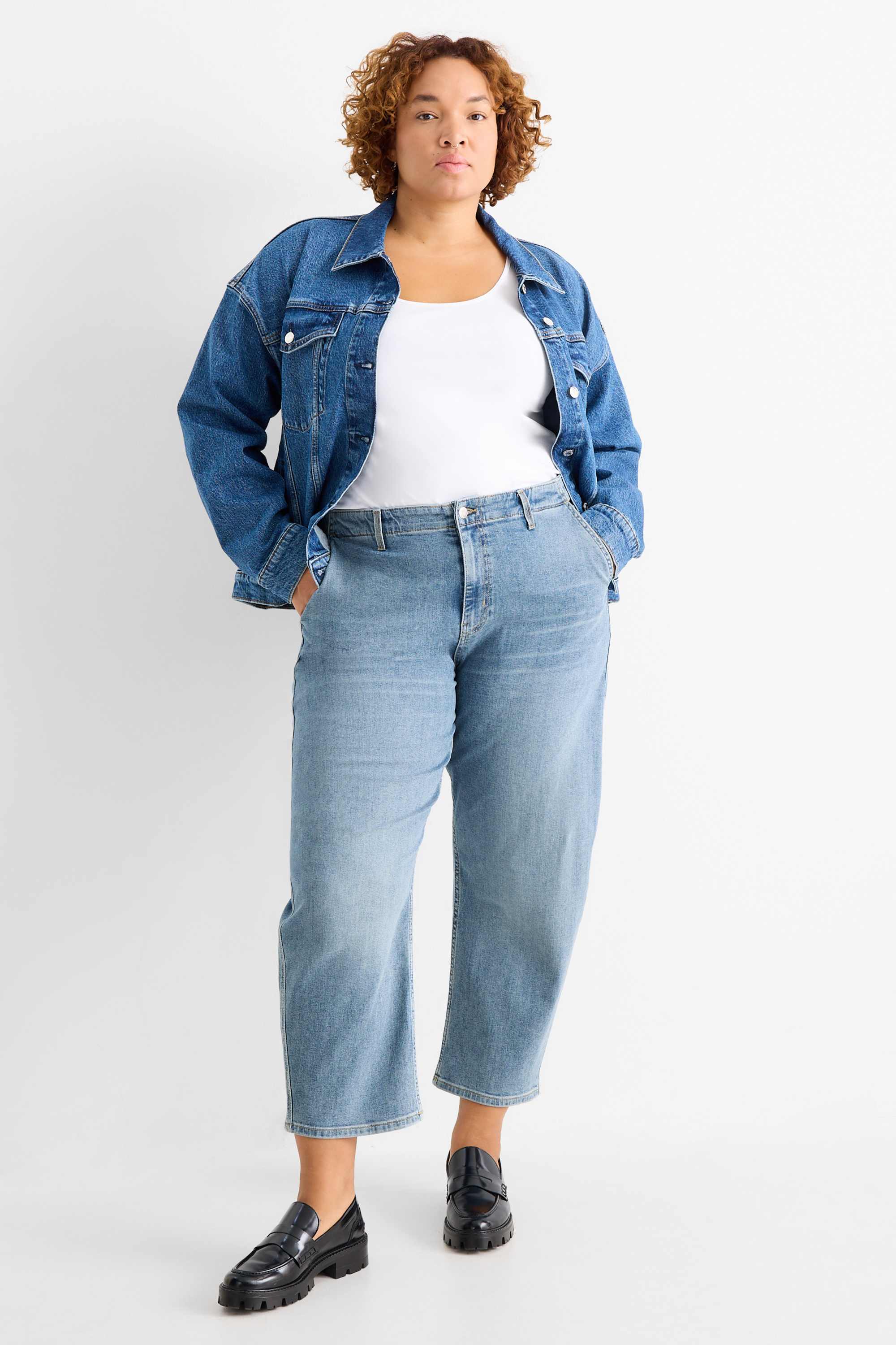 Balloon jeans - high waist blue denim